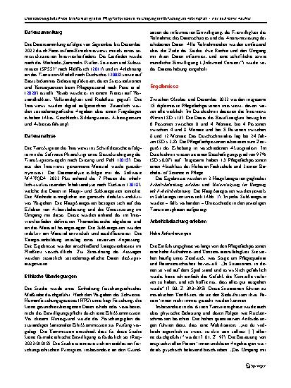 Vorschauseite 3: Unterstützungsbedarf von berufseinsteigenden Pflegefachpersonen im Umgang mit Belastung am Arbeitsplatz – eine qualitative Analyse