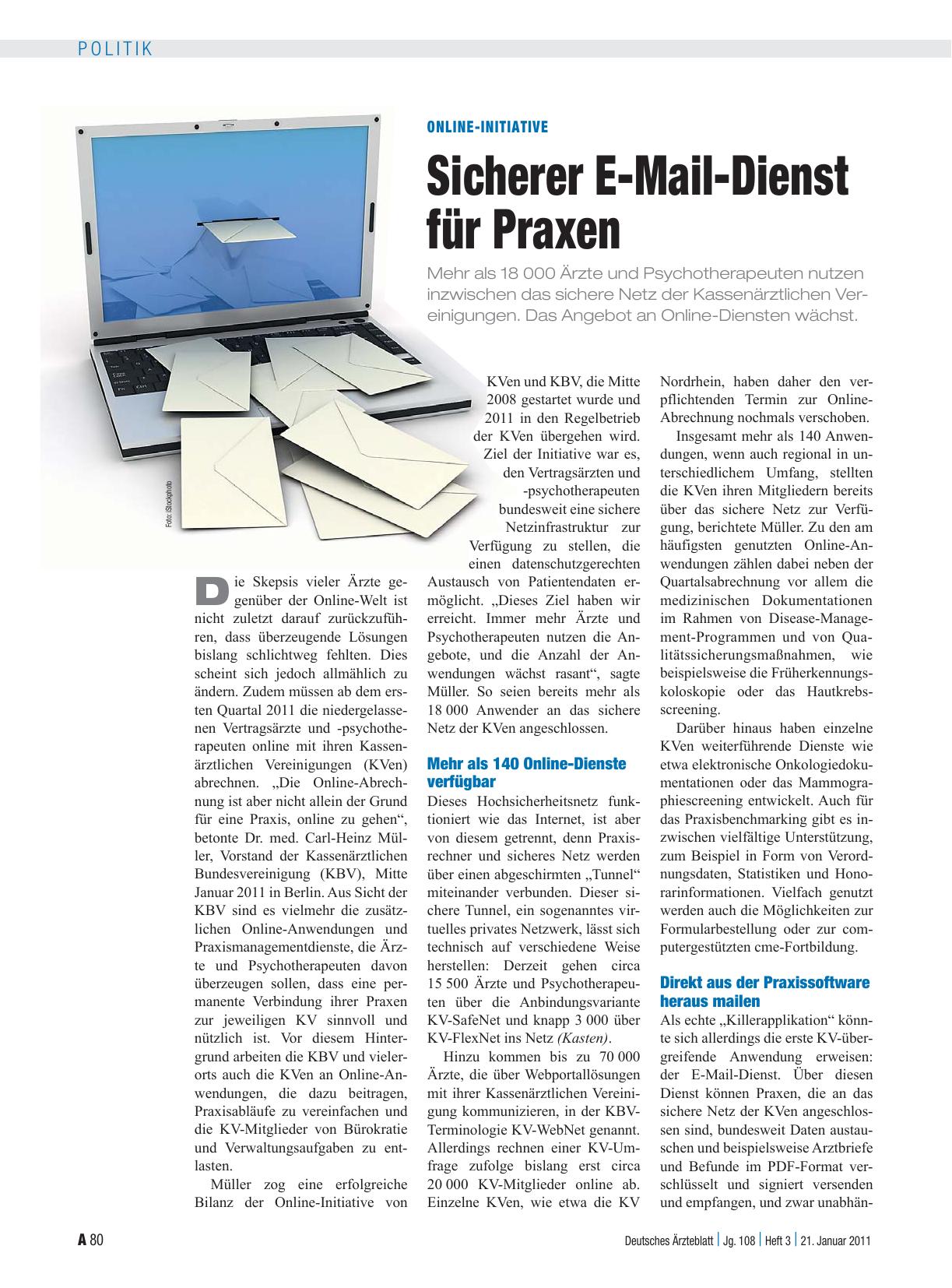 Vorschauseite 1: Online-Initiative: Sicherer E-Mail-Dienst für Praxen