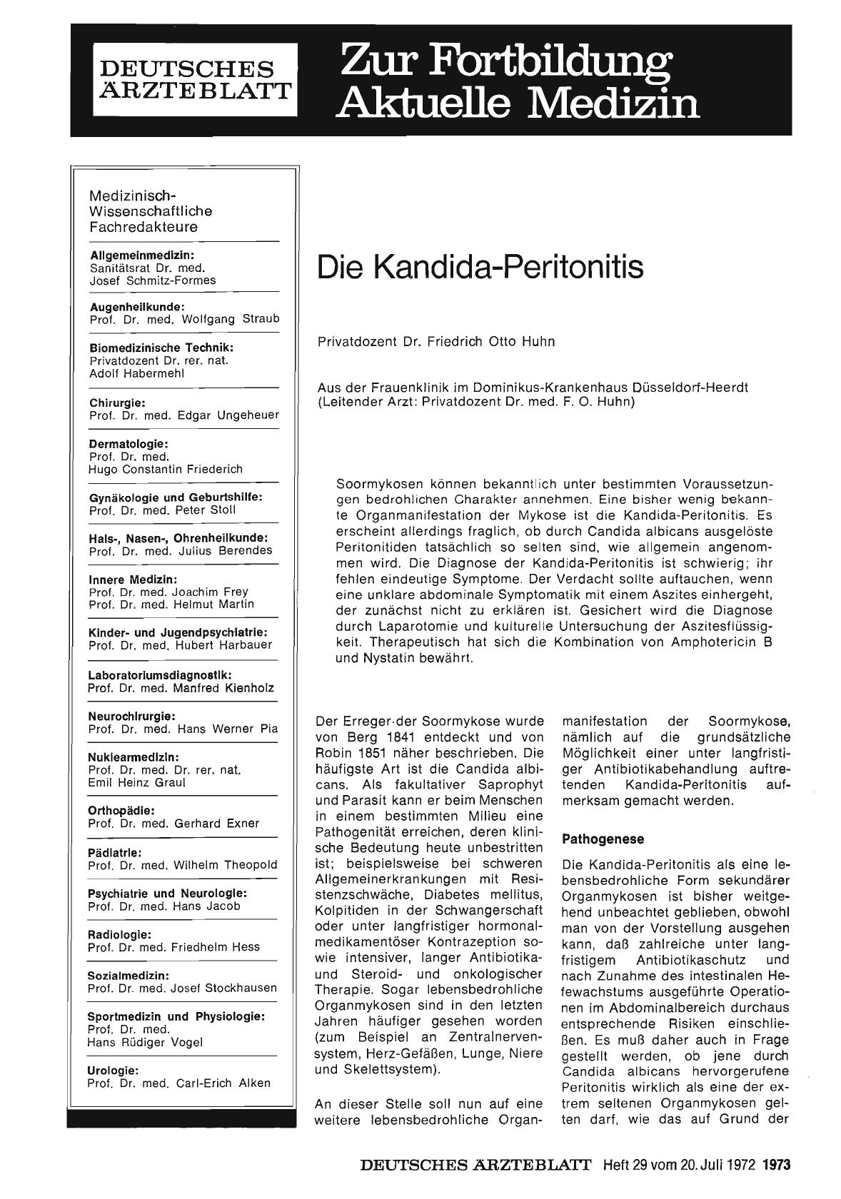 Vorschauseite 1: Die Kandida-Peritonitis