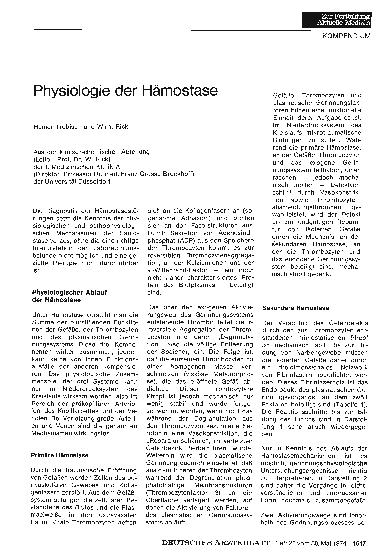 Vorschauseite 1: Physiologie der Hämostase