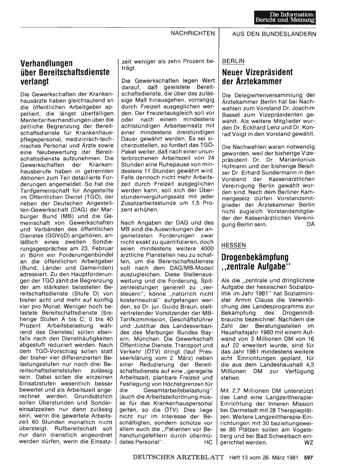 Vorschauseite 1: BERLIN: Neuer Vizepräsident der Ärztekammer