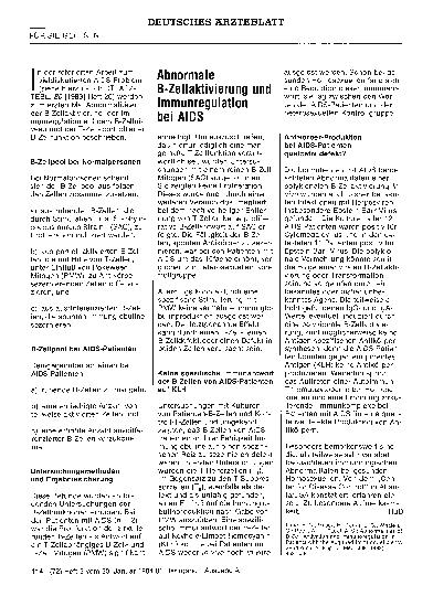 Vorschauseite 1: Abnormale B-Zeltaktivierung und Immunregulation bei AIDS