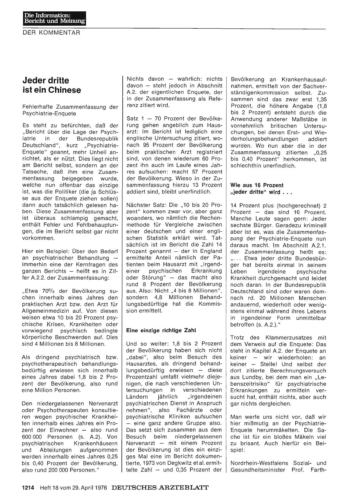 Vorschauseite 1: Jeder dritte ist ein Chinese