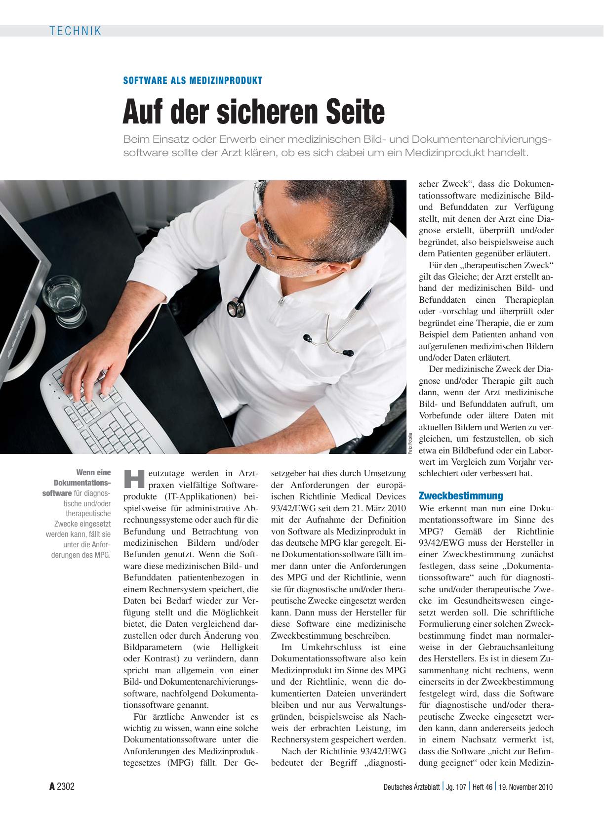 Vorschauseite 1: Software als Medizinprodukt: Auf der sicheren Seite