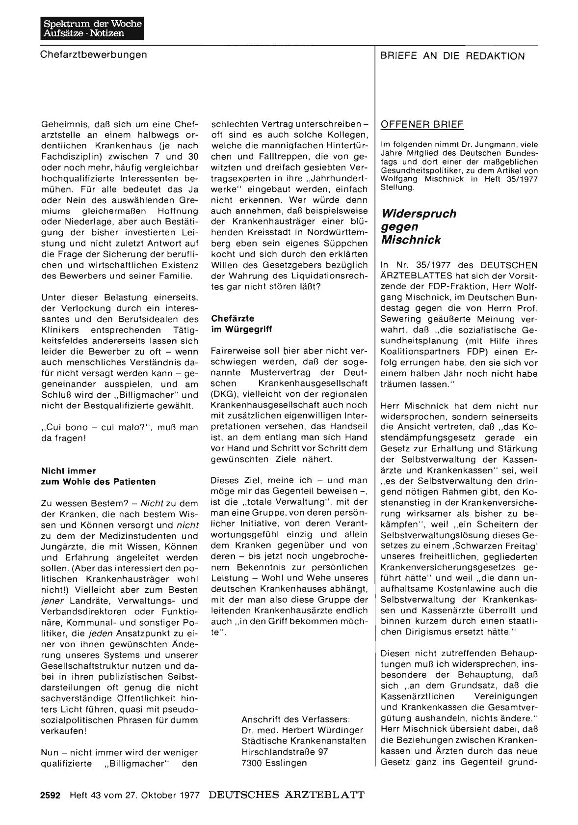 Vorschauseite 1: OFFENER BRIEF: Widerspruch gegen Mischnick