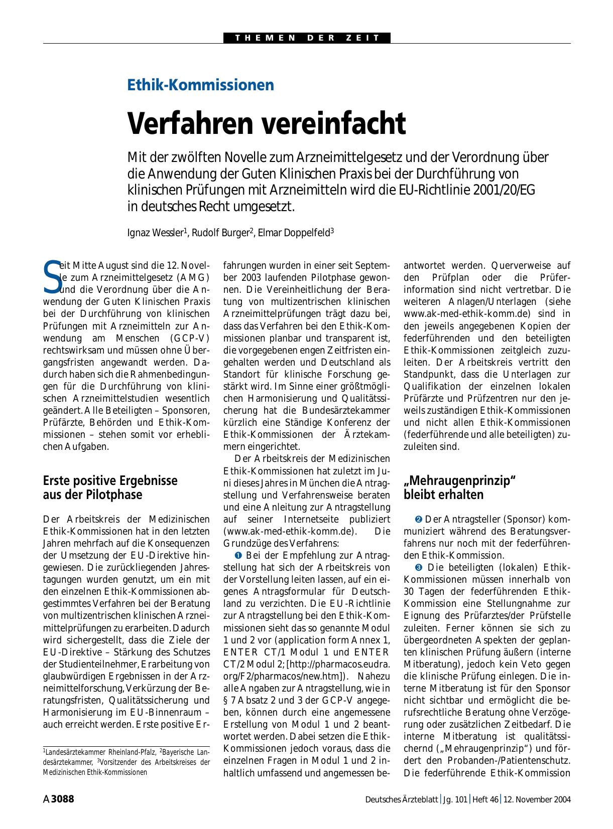 Vorschauseite 1: Ethik-Kommissionen: Verfahren vereinfacht