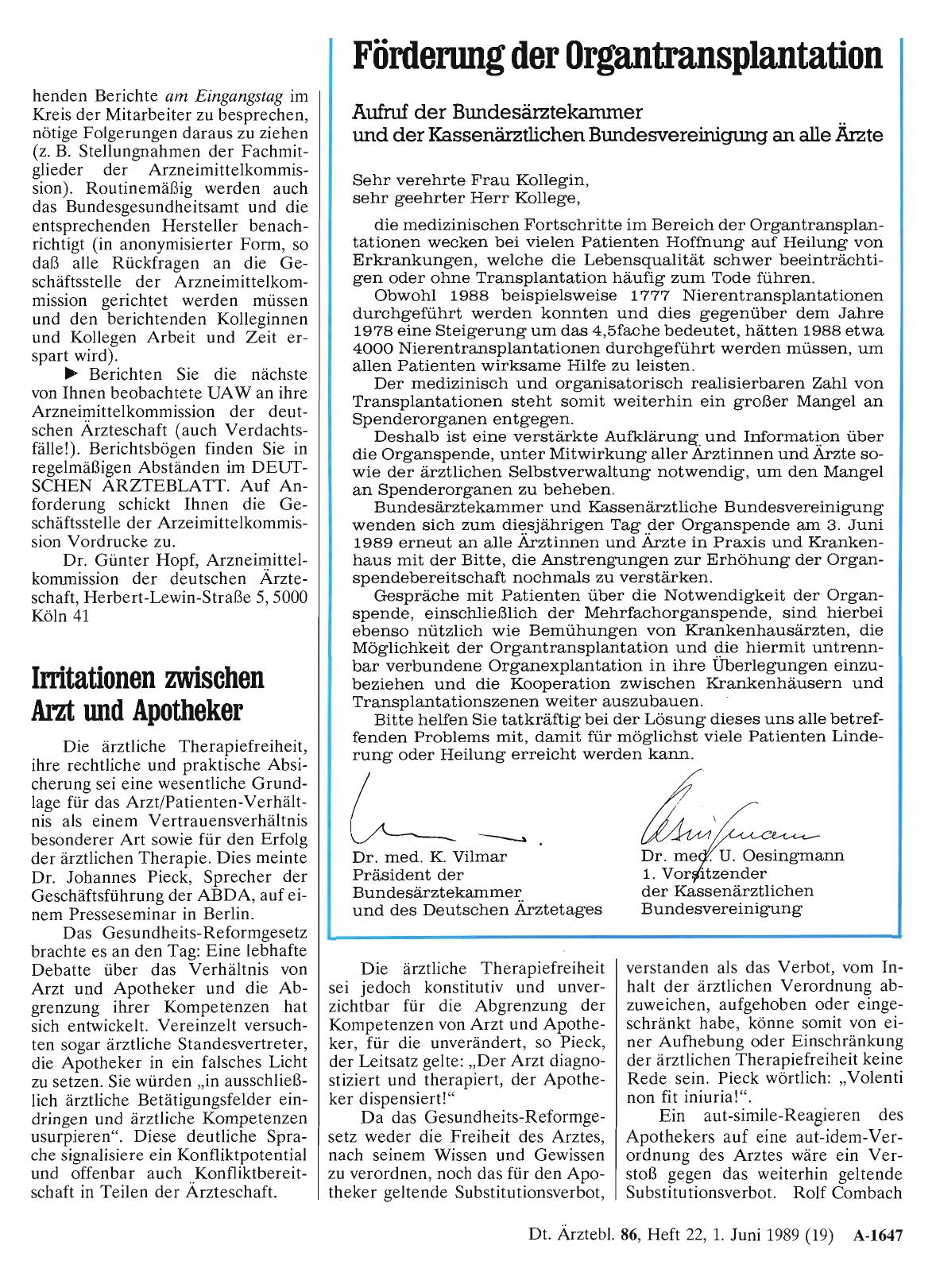 Vorschauseite 1: Förderung der Organtransplantation