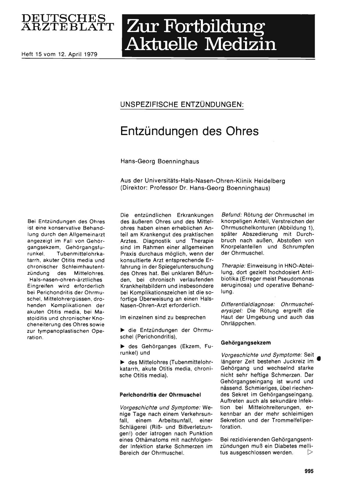 Vorschauseite 1: Unspezifische Entzündungen: Entzündungen des Ohres