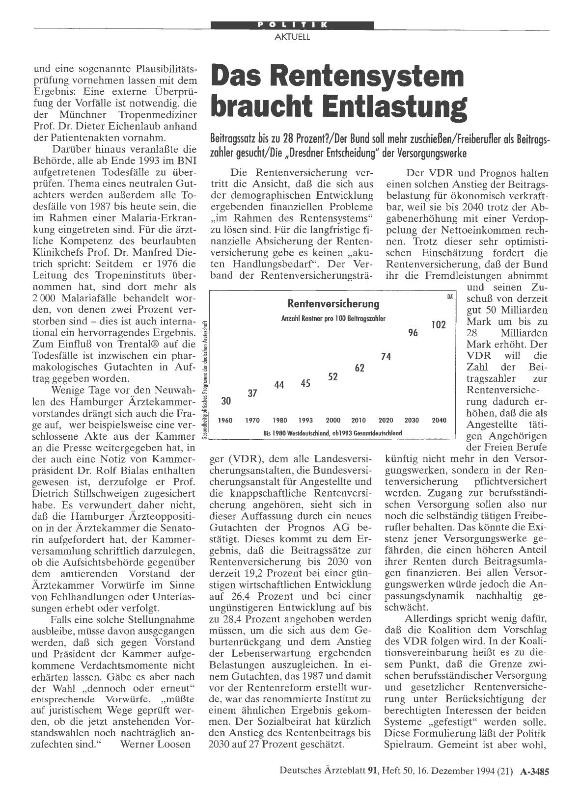 Vorschauseite 1: Das Rentensystem braucht Entlastung