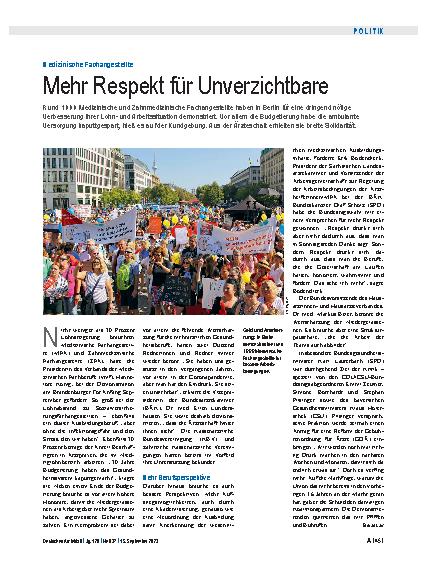 Vorschauseite 1: Medizinische Fachangestellte: Mehr Respekt für Unverzichtbare