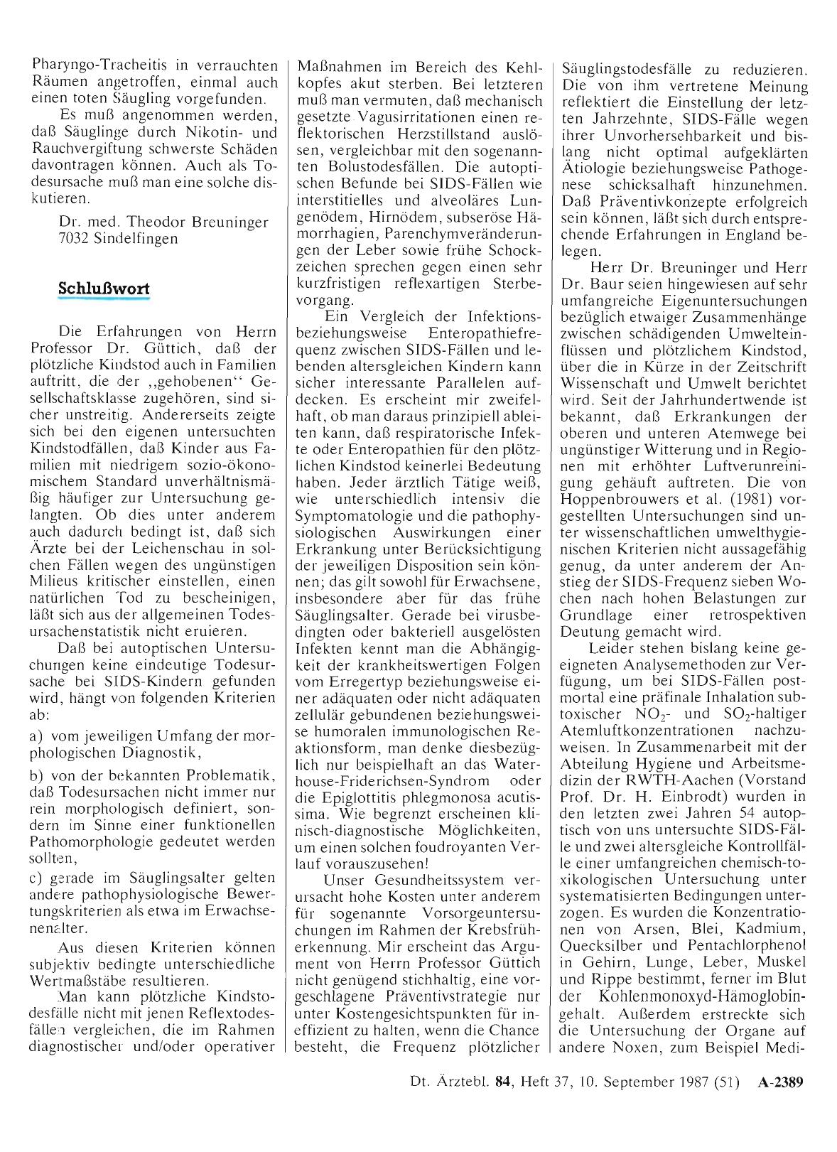Vorschauseite 1: Der plötzliche Kindstod (SIDS): Schlußwort