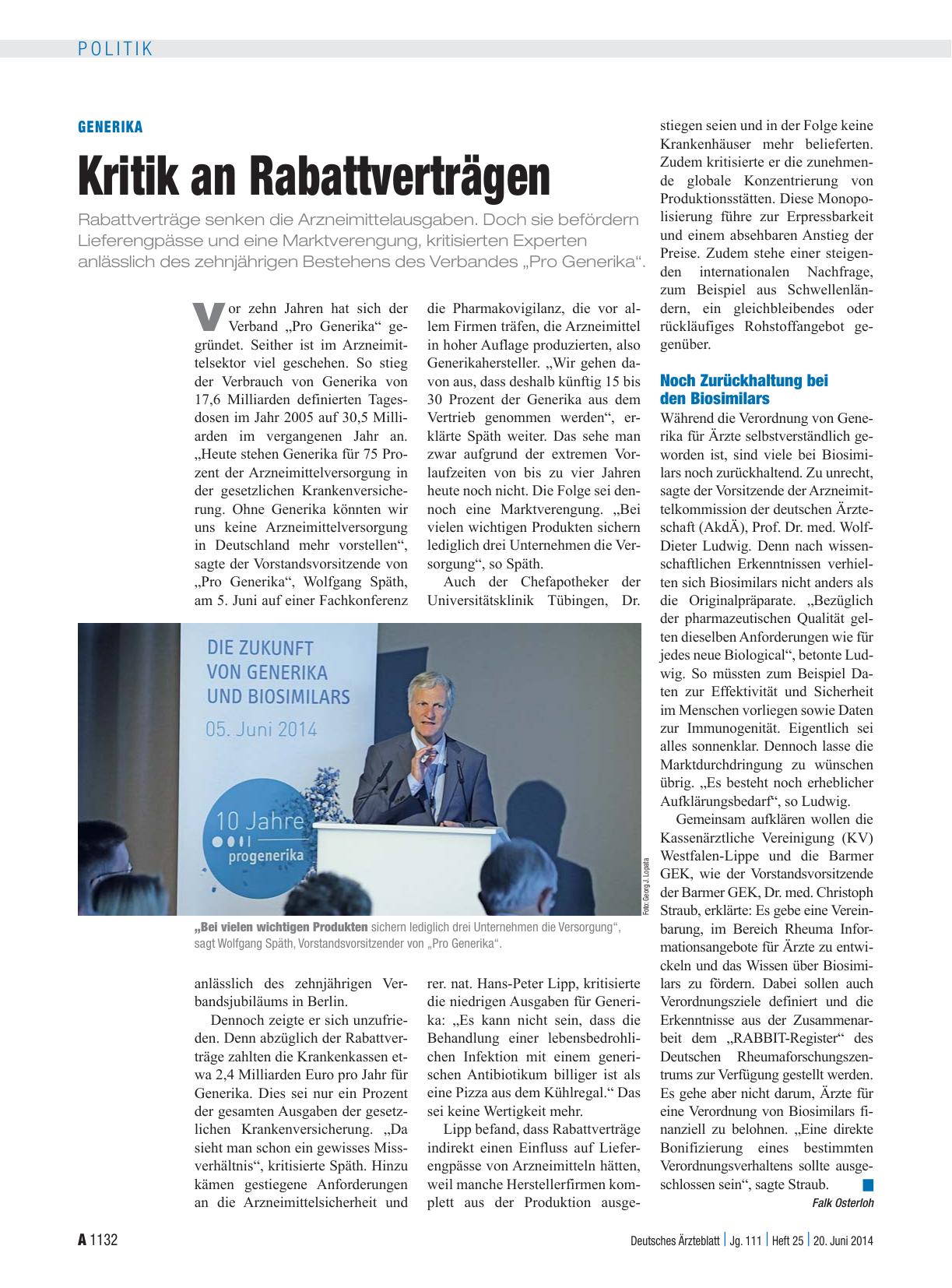 Vorschauseite 1: Generika: Kritik an Rabattverträgen