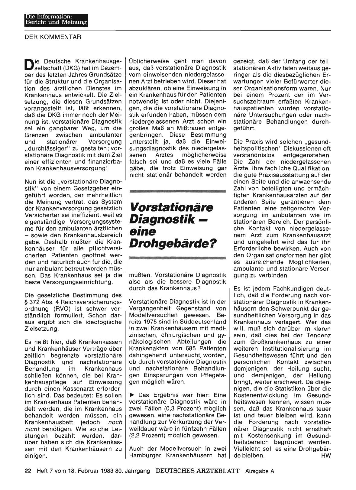 Vorschauseite 1: Vorstationäre Diagnostik — eine Drohgebärde?