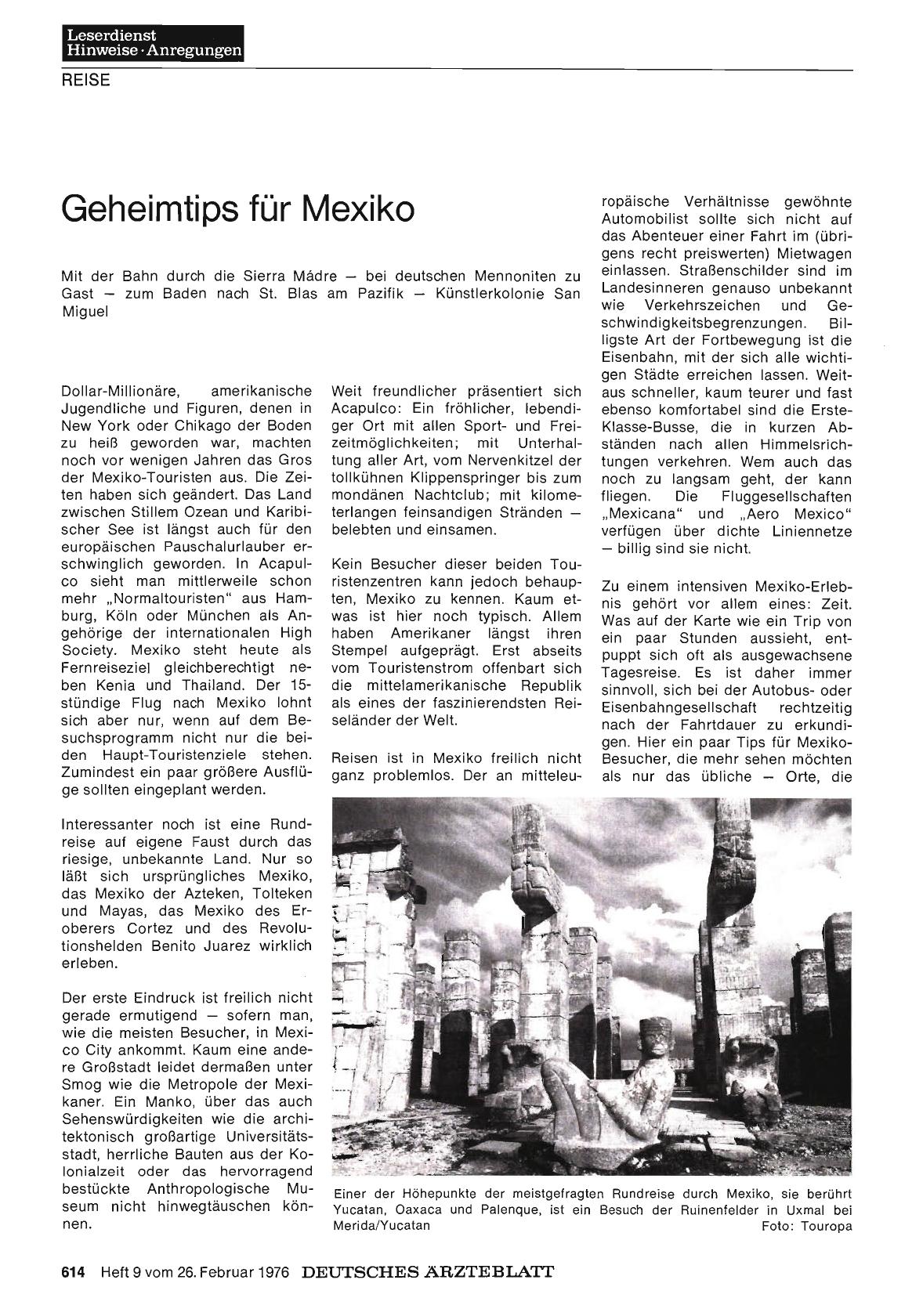 Vorschauseite 1: Geheimtips für Mexiko