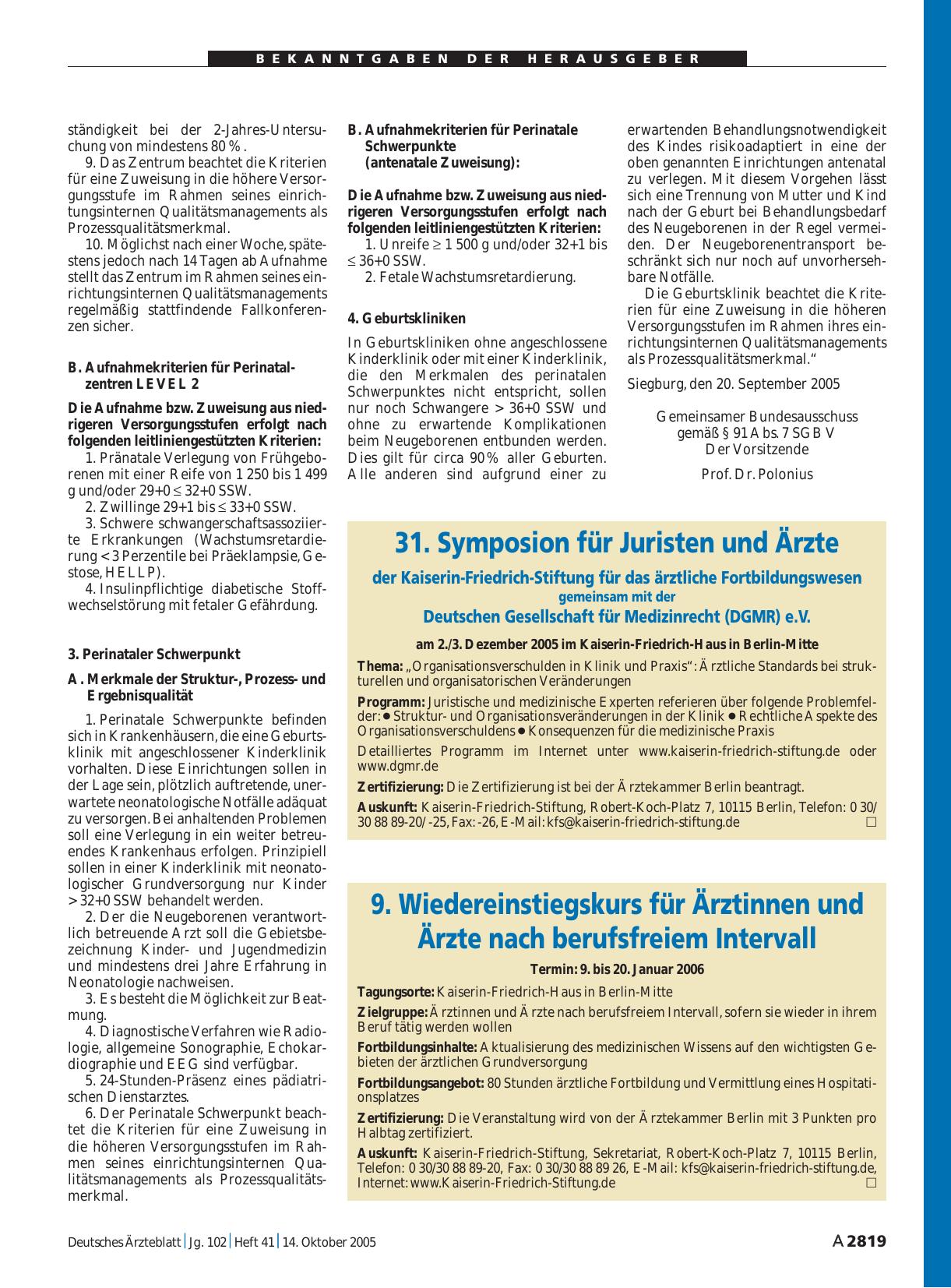 Vorschauseite 1: 9. Wiedereinstiegskurs für Ärztinnen und Ärzte nach berufsfreiem Intervall