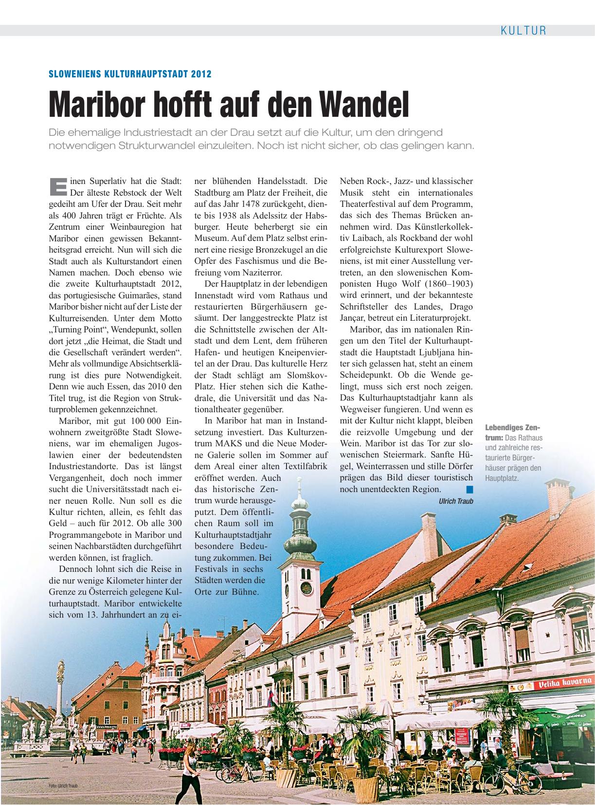 Vorschauseite 1: Sloweniens Kulturhauptstadt 2012: Maribor hofft auf den Wandel