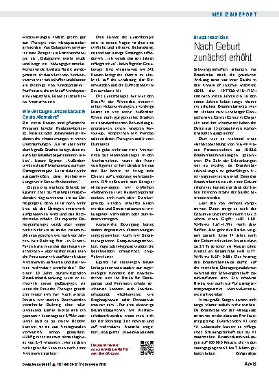 Vorschauseite 1: Brustkrebsrisiko: Nach Geburt zunächst erhöht