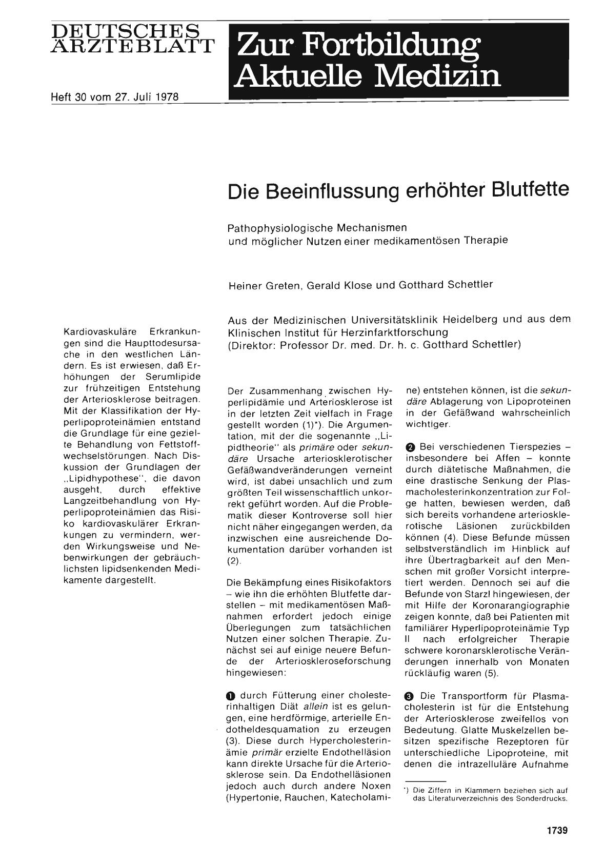 Vorschauseite 1: Die Beeinflussung erhöhter Blutfette