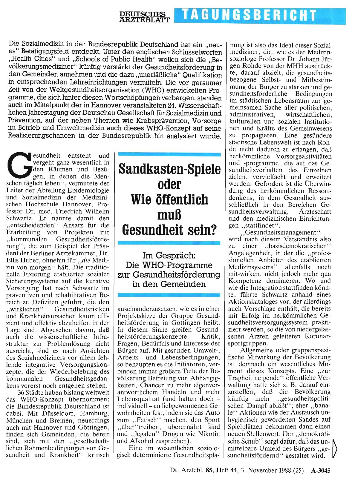 Vorschauseite 1: Sandkasten-Spiele oder Wie öffentlich muß Gesundheit sein?