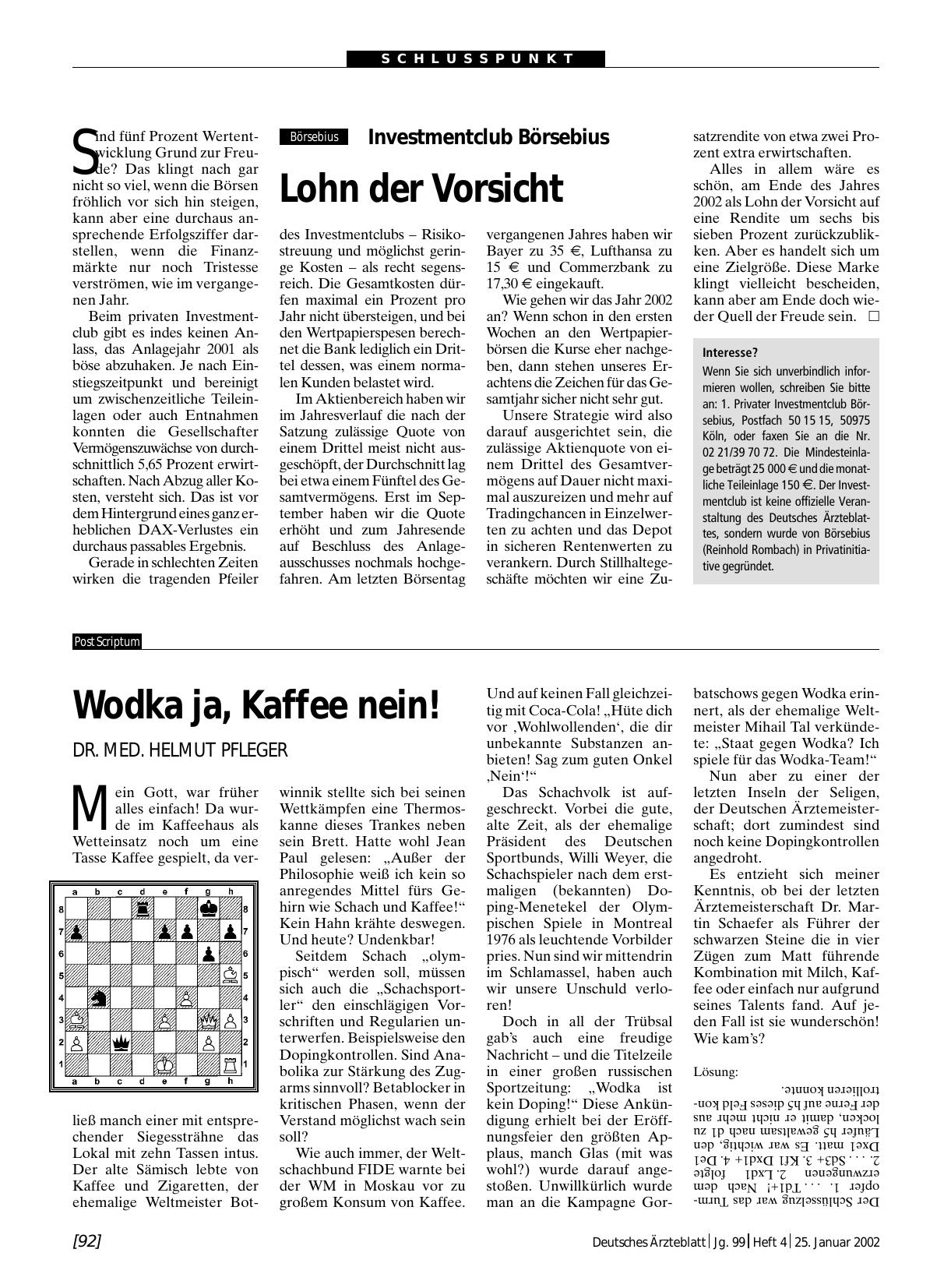 Vorschauseite 1: Investmentclub Börsebius: Lohn der Vorsicht