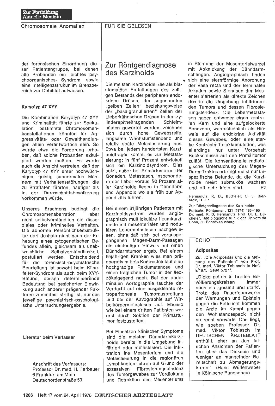 Vorschauseite 1: Zur Röntgendiagnose des Karzinoids