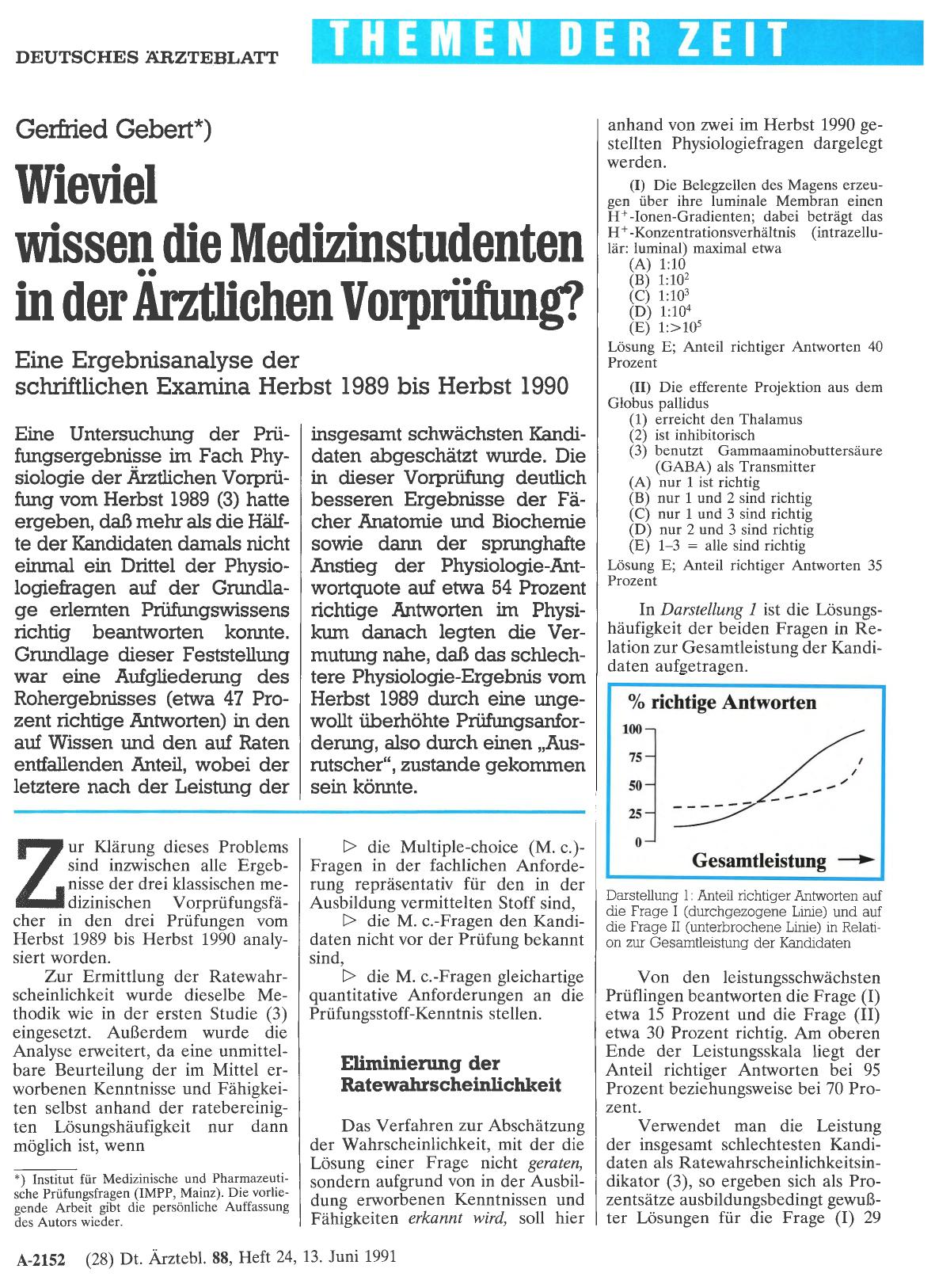 Vorschauseite 1: Wieviel wissen die Medizinstudenten in der Ärztlichen Vorprüfung?
