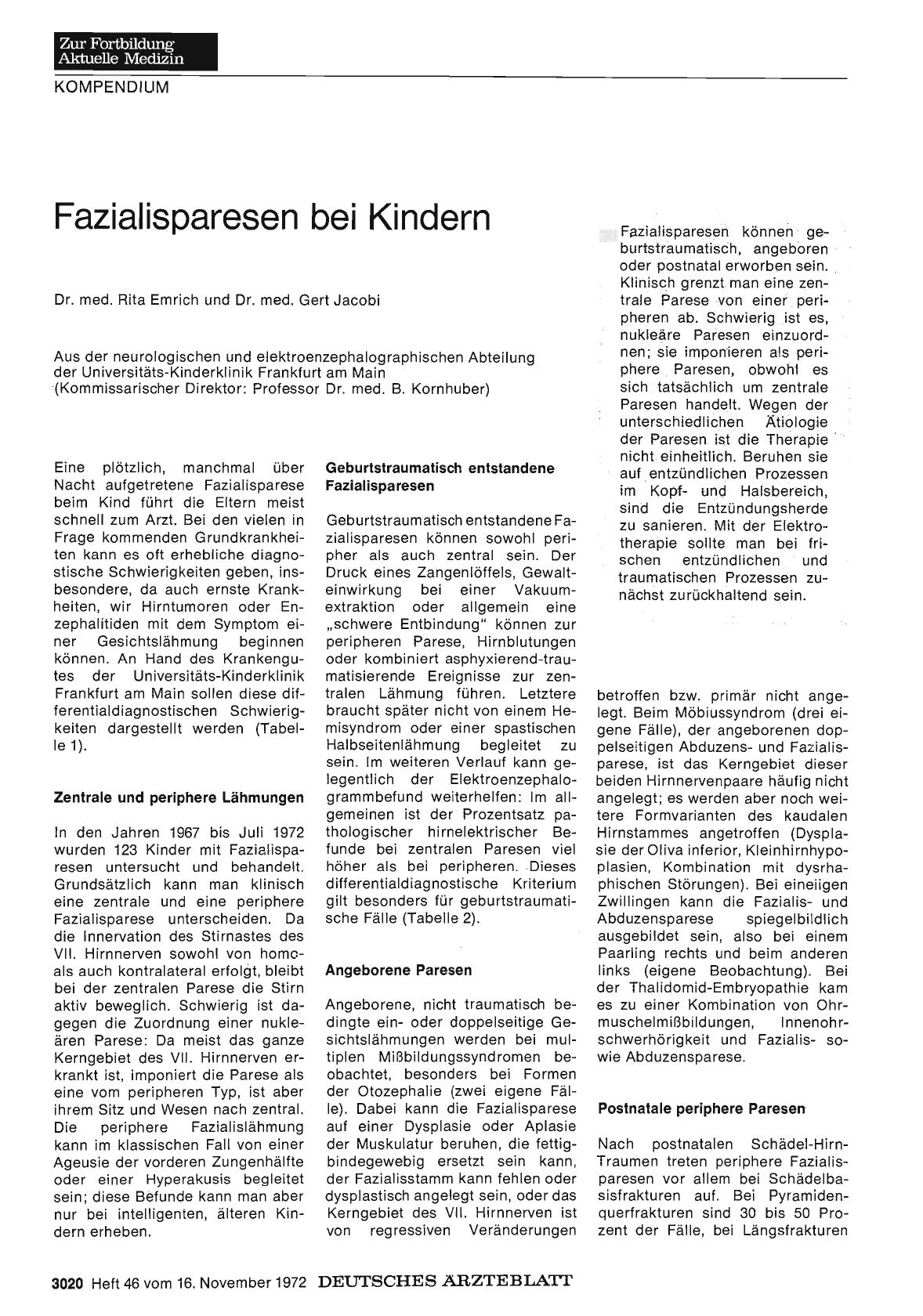 Vorschauseite 1: Fazialisparesen bei Kindern