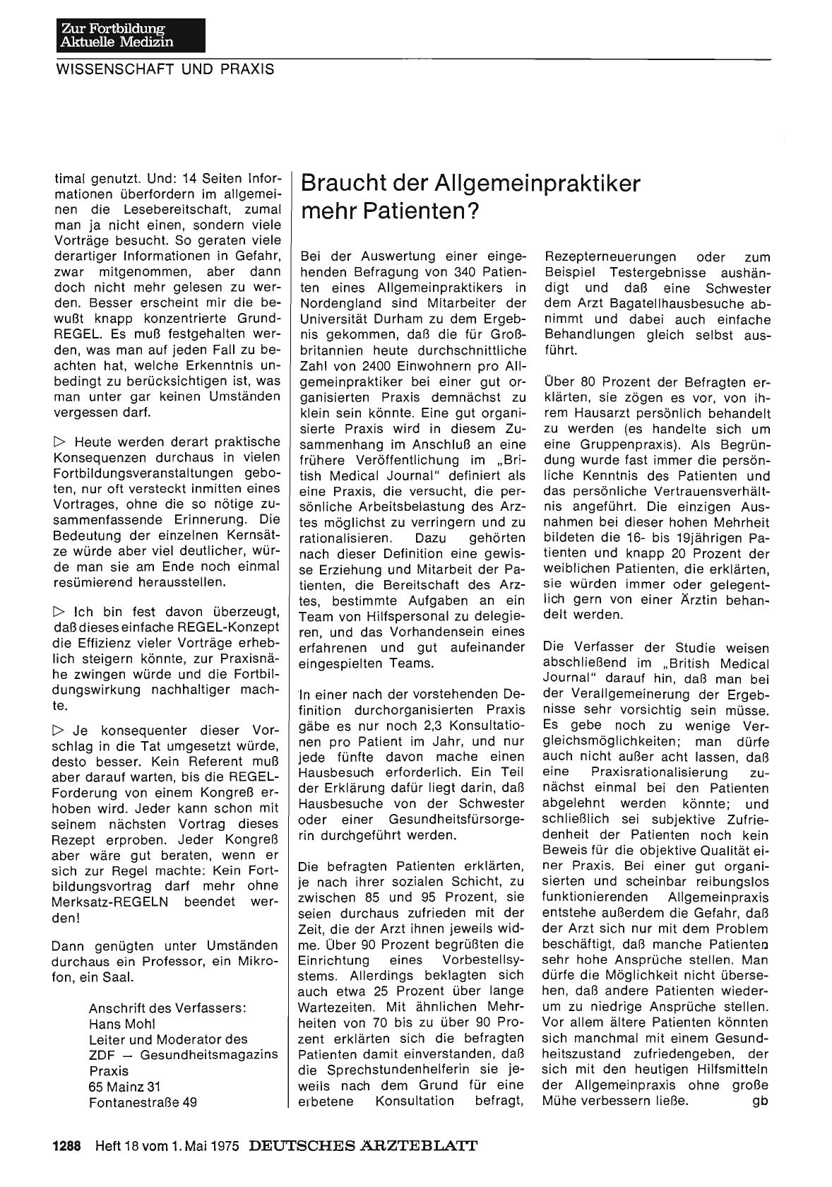 Vorschauseite 1: Braucht der Allgemeinpraktiker mehr Patienten?