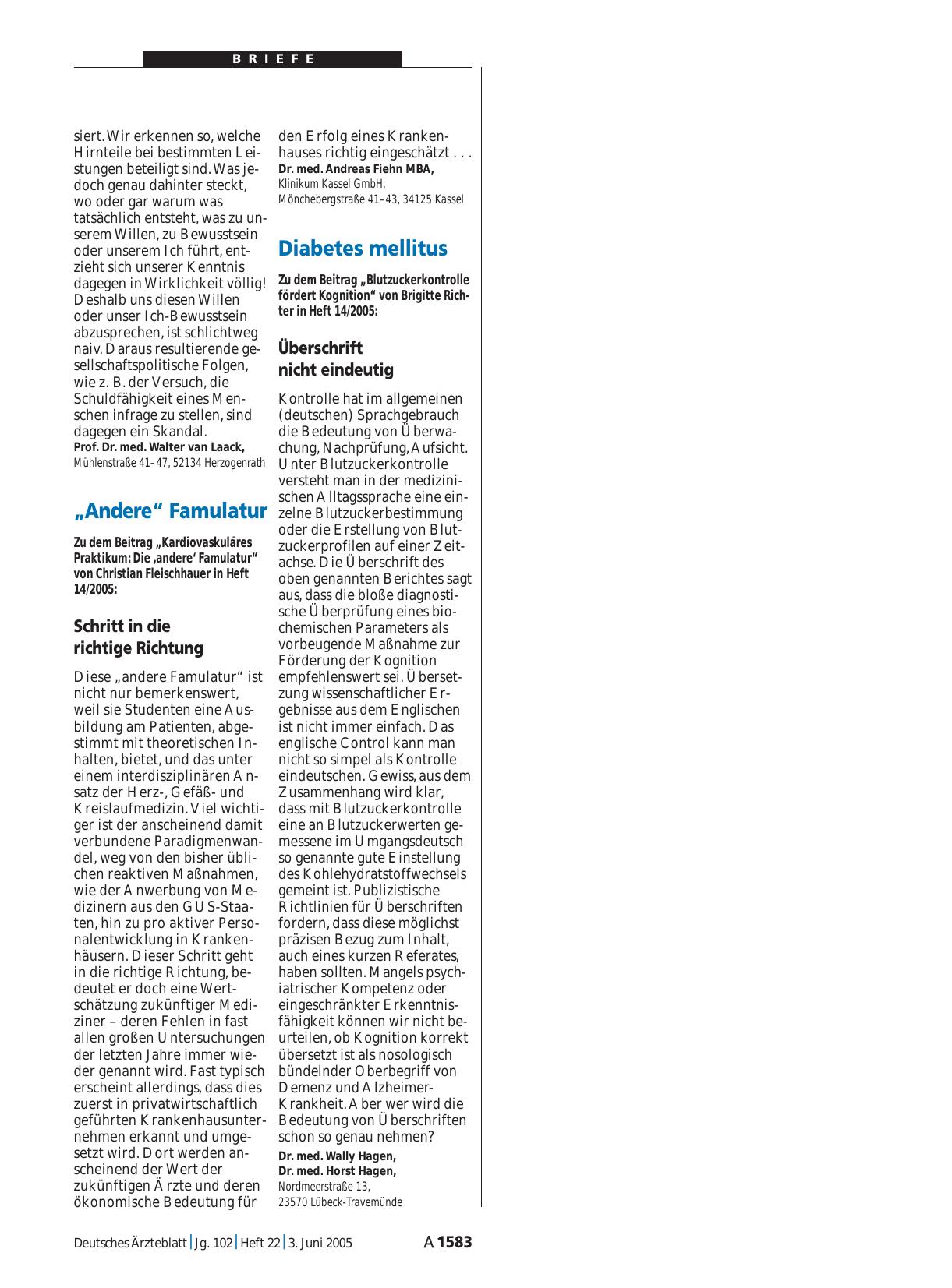 Vorschauseite 1: Diabetes mellitus: Überschrift nicht eindeutig