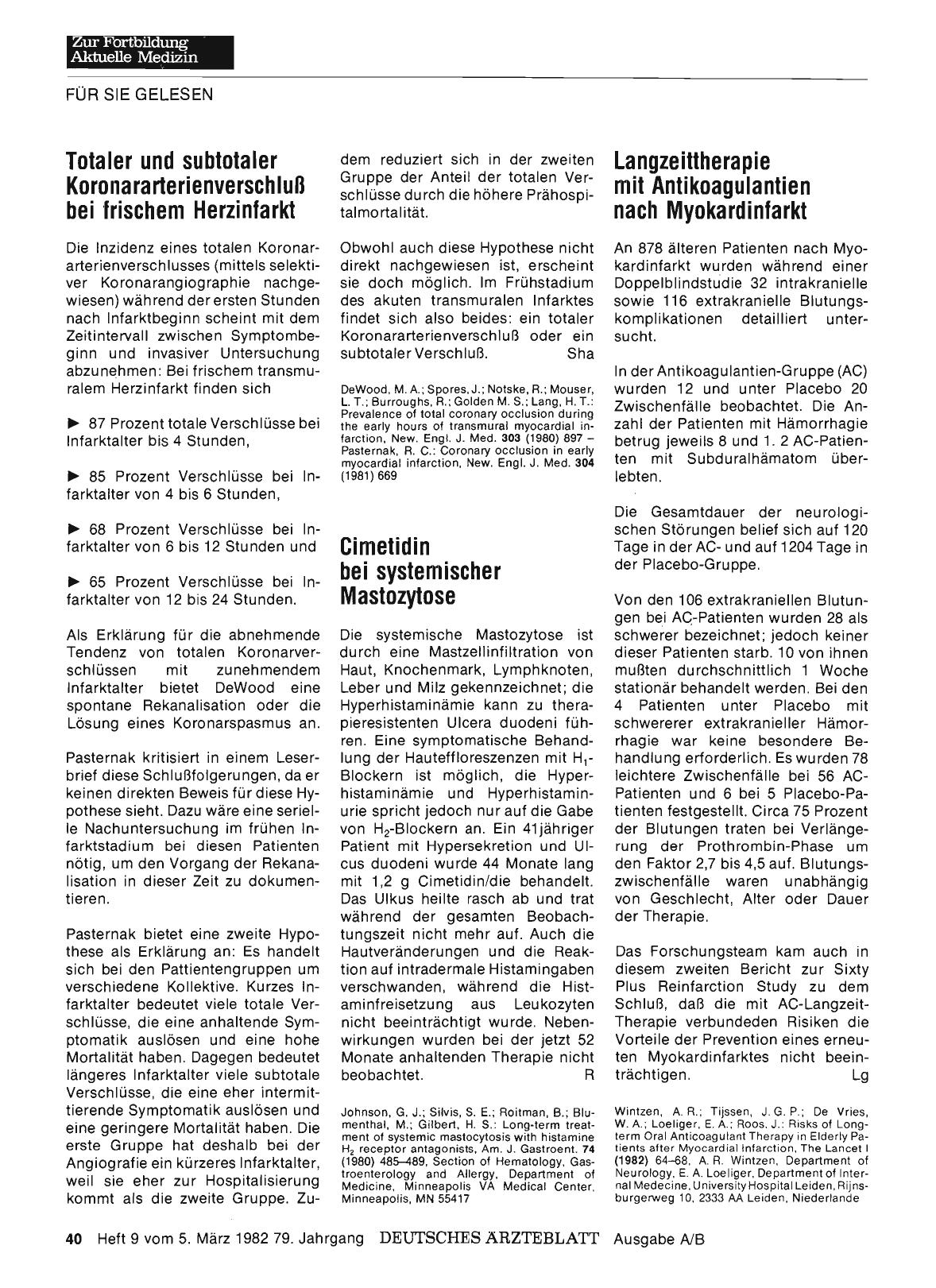 Vorschauseite 1: Cimetidin bei systemischer Mastozytose