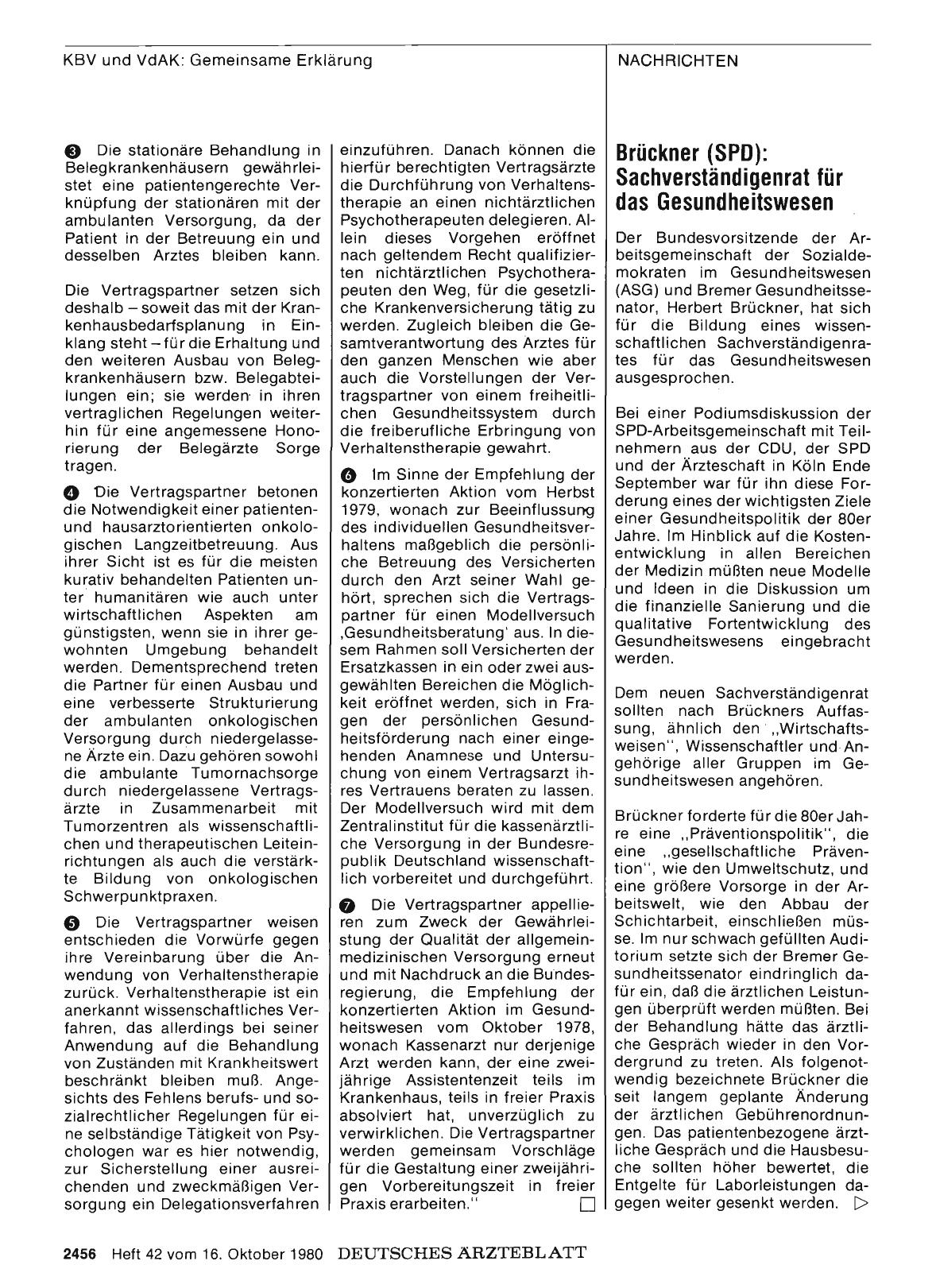 Vorschauseite 1: Brückner (SPD): Sachverständigenrat für das Gesundheitswesen
