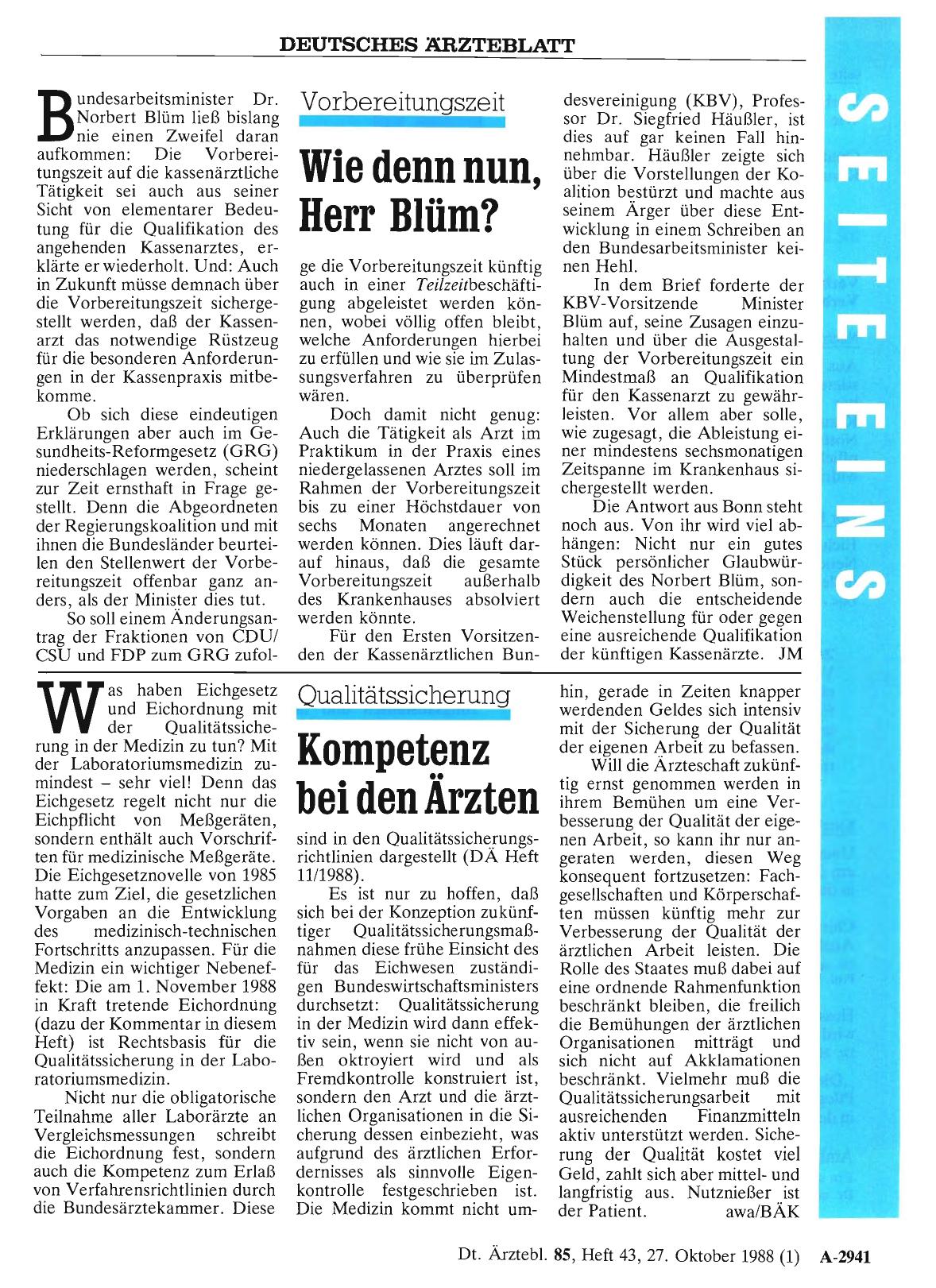 Vorschauseite 1: Vorbereitungszeit: Wie denn nun, Herr Blüm?
