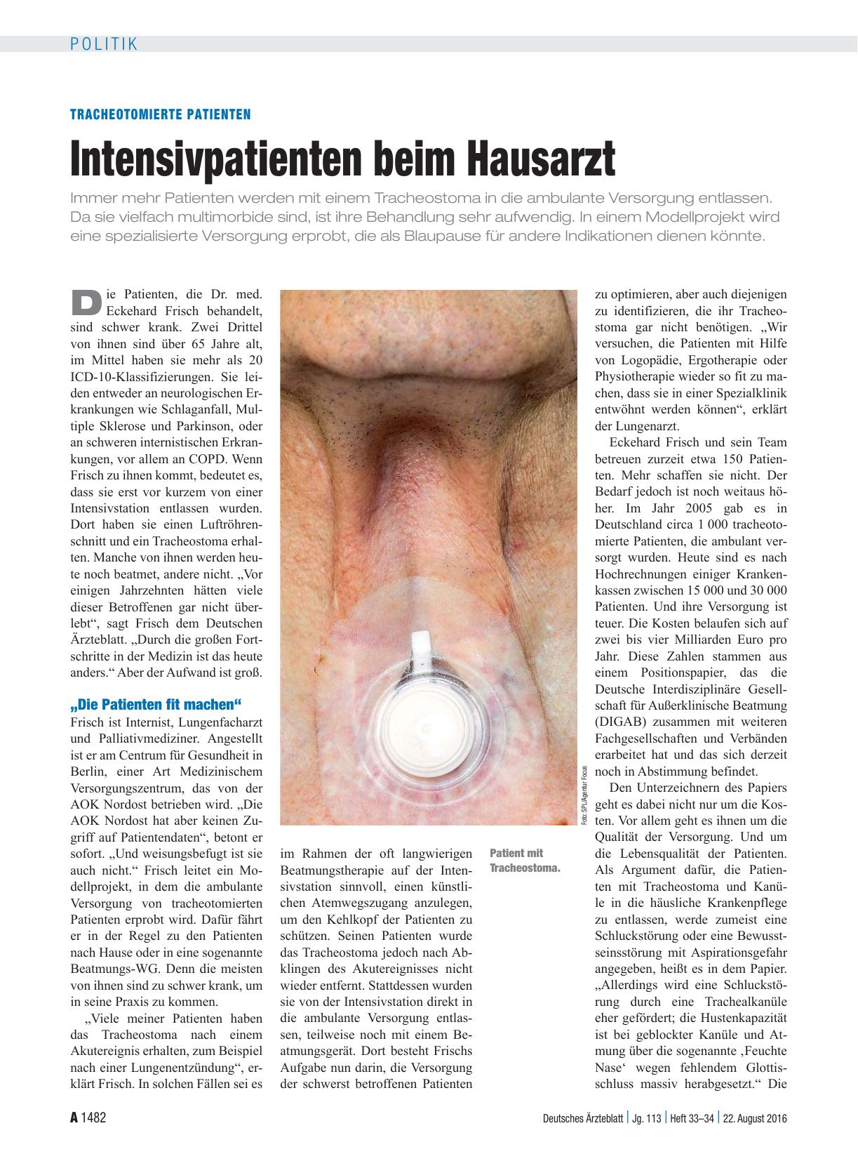 Vorschauseite 1: Tracheotomierte Patienten: Intensivpatienten beim Hausarzt