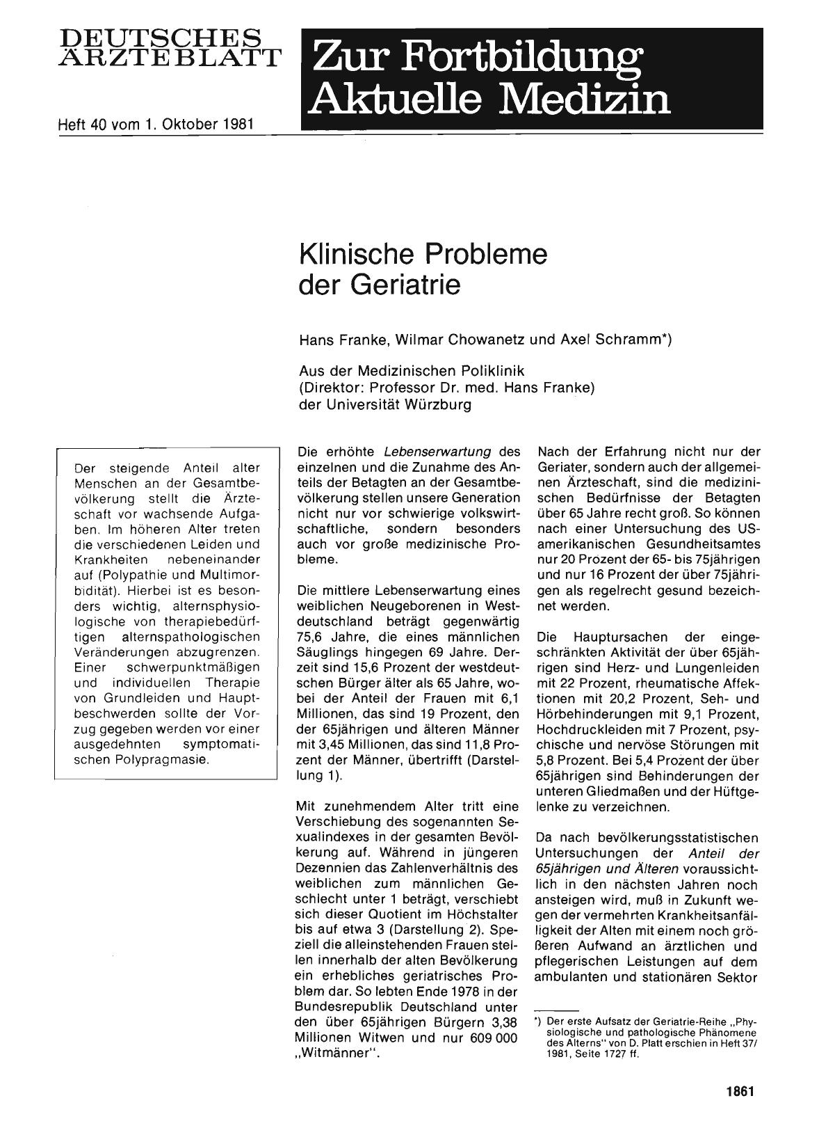 Vorschauseite 1: Klinische Probleme der Geriatrie