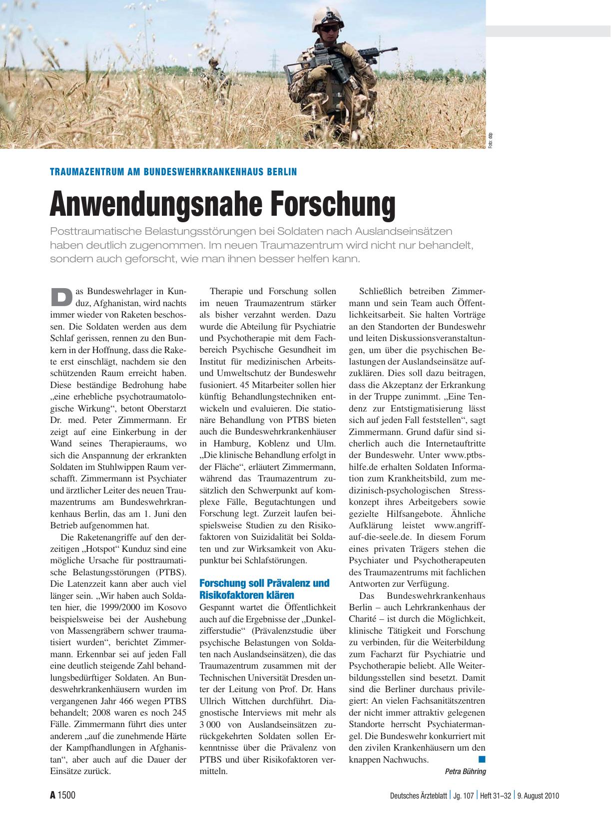Vorschauseite 1: Traumazentrum am Bundeswehrkrankenhaus Berlin: Anwendungsnahe Forschung