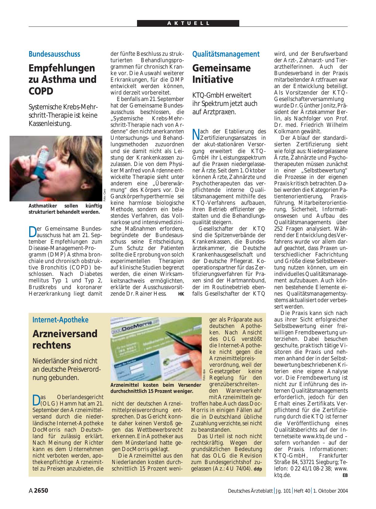 Vorschauseite 1: Qualitätsmanagement: Gemeinsame Initiative