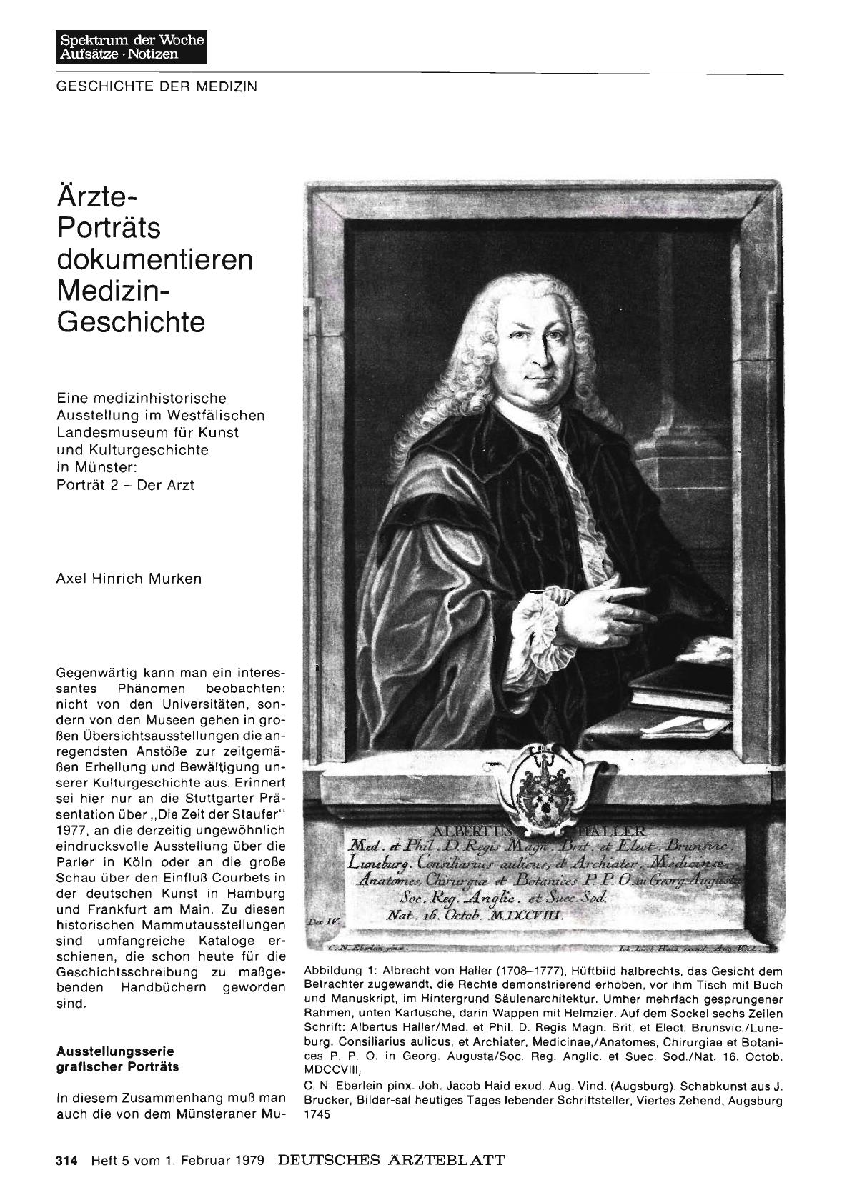 Vorschauseite 1: Ärzte-Porträts dokumentieren Medizin-Geschichte