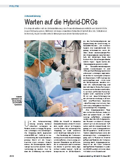 Vorschauseite 1: Ambulantisierung: Warten auf die Hybrid-DRGs
