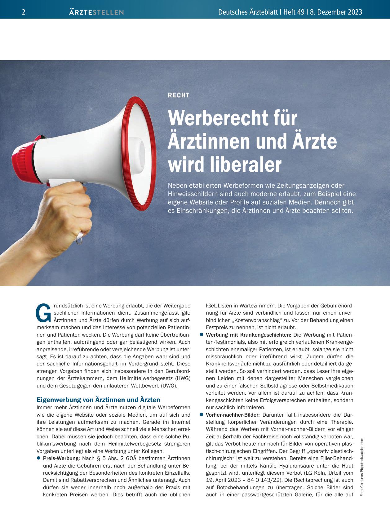 Vorschauseite 1: Recht: Werberecht für Ärztinnen und Ärzte wird liberaler