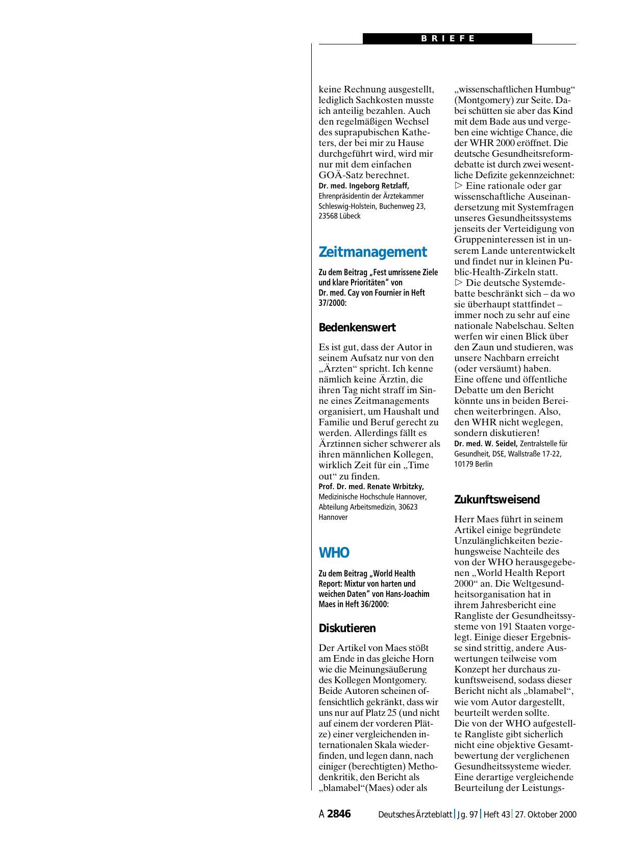 Vorschauseite 1: WHO: Zukunftsweisend