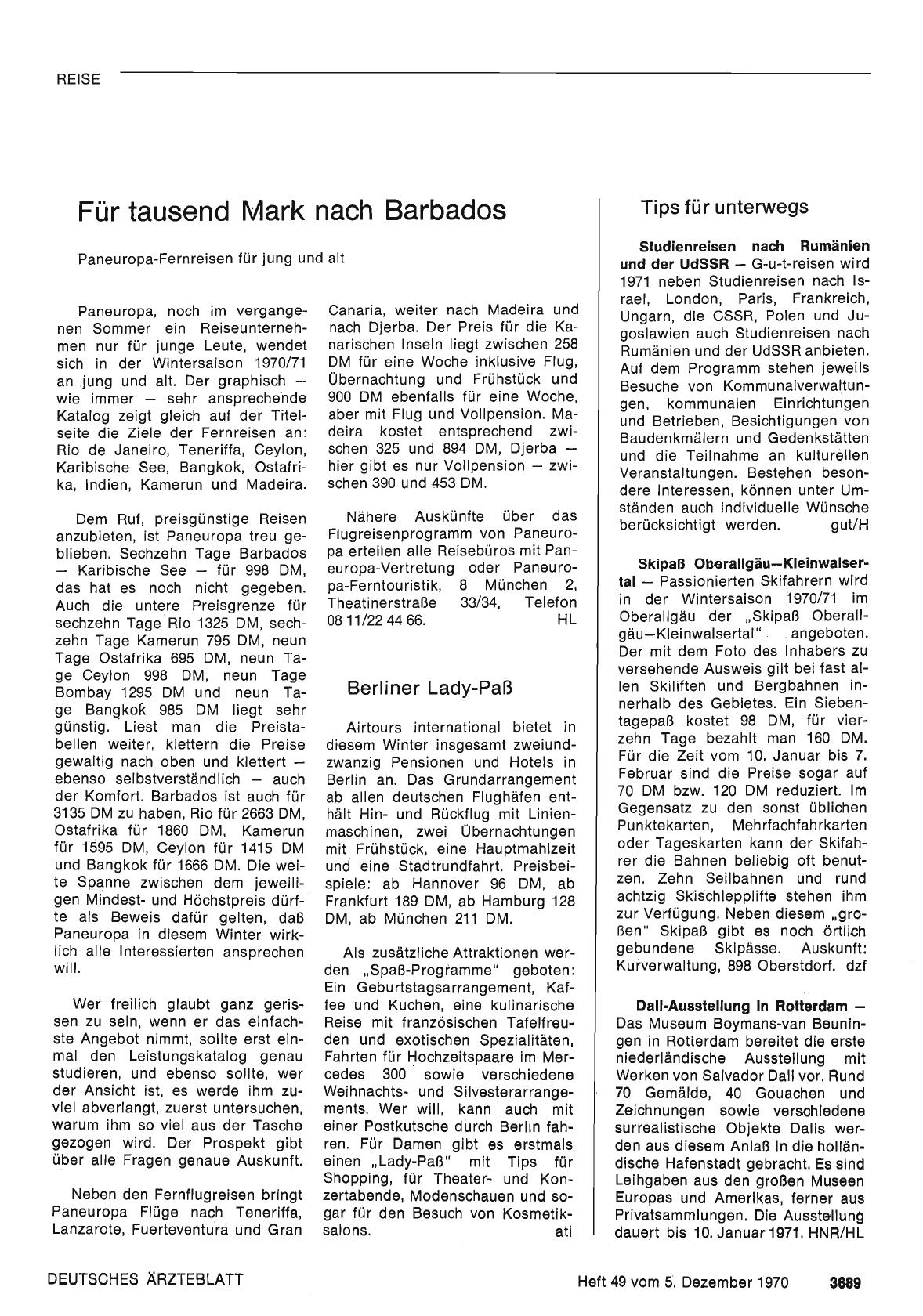 Vorschauseite 1: Für tausend Mark nach Barbados