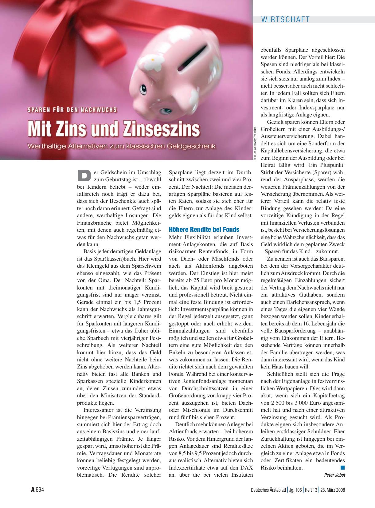 Vorschauseite 1: Sparen für den Nachwuchs: Mit Zins und Zinseszins
