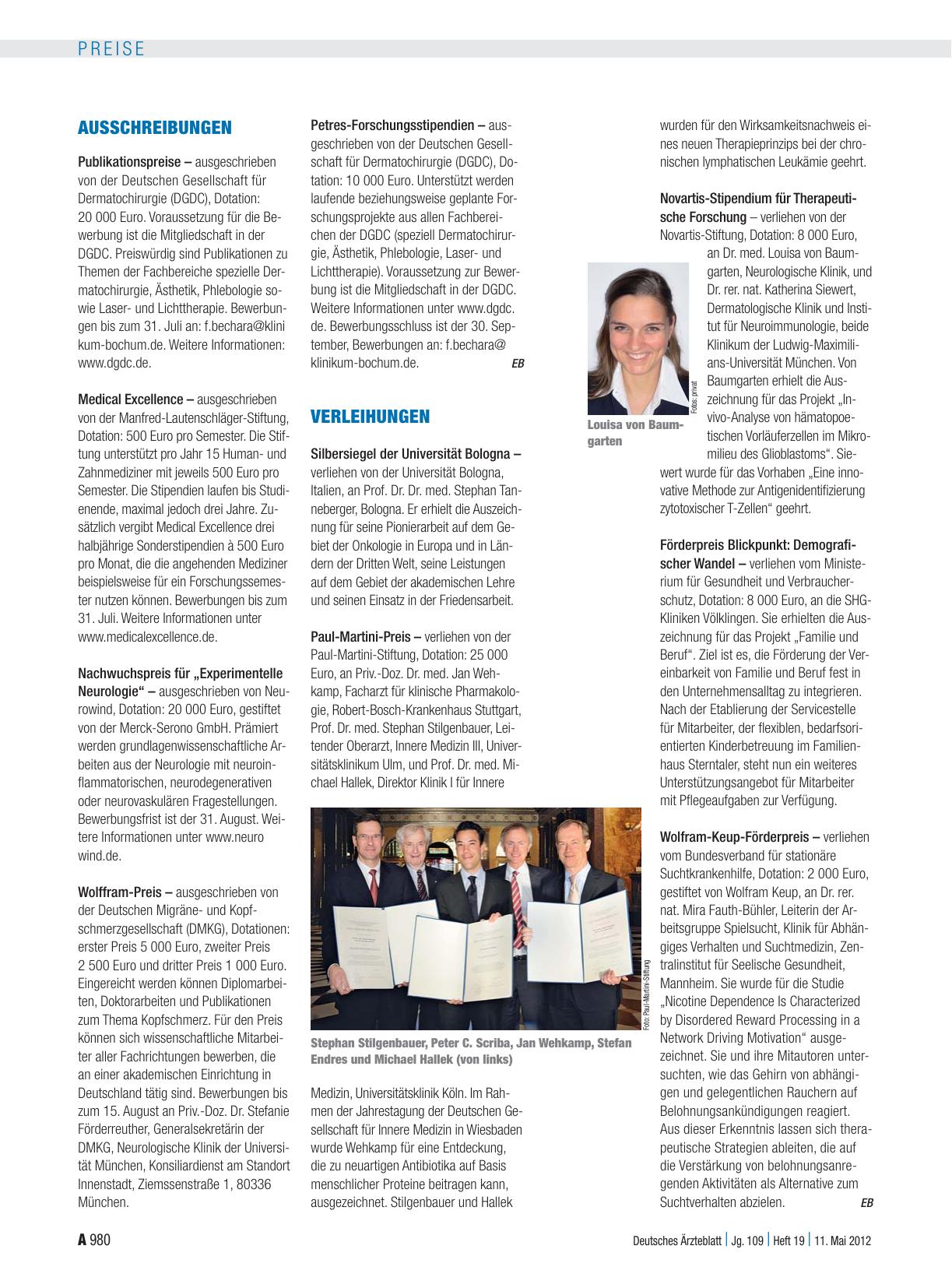 Vorschauseite 1: Verleihungen