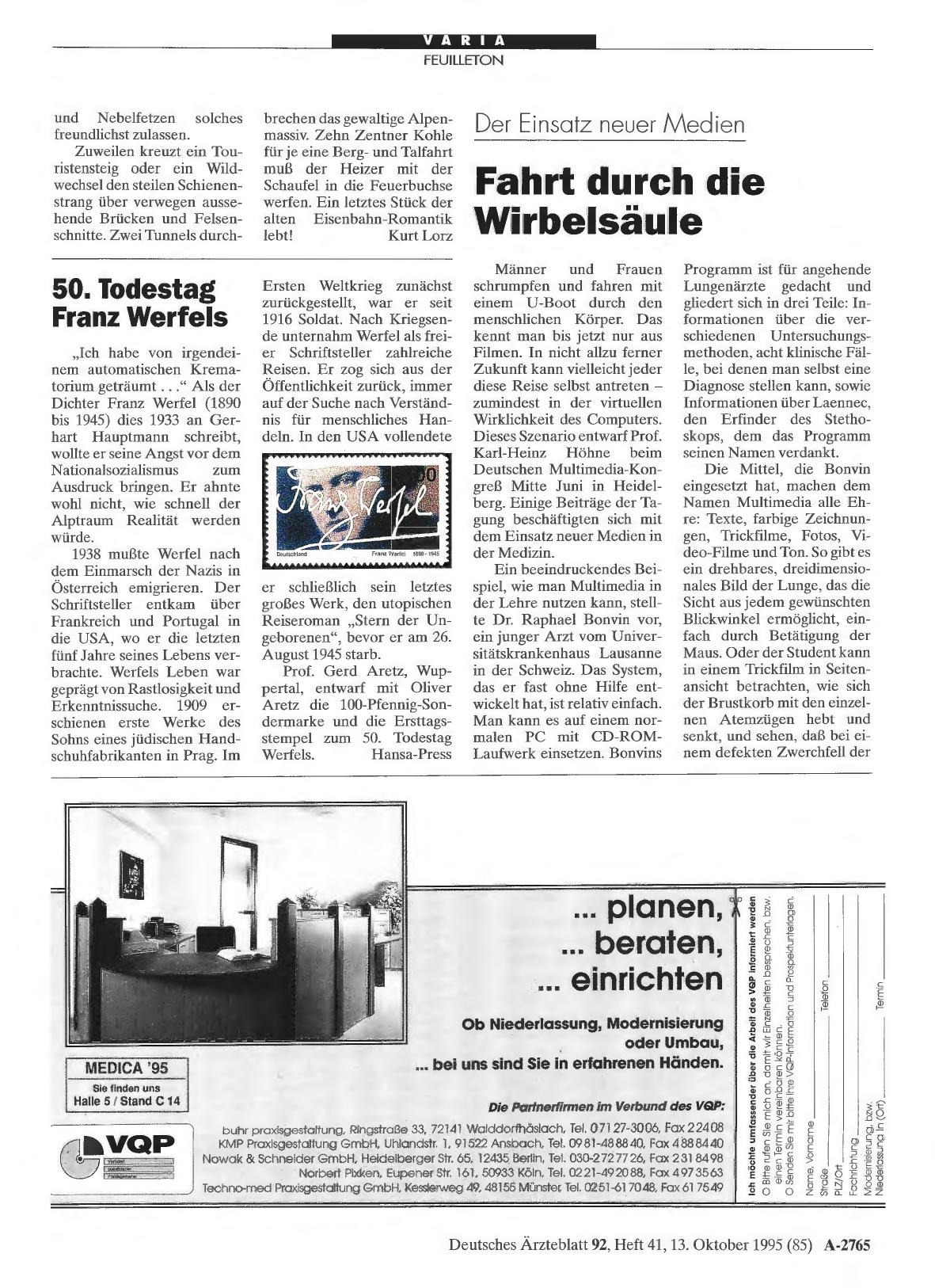 Vorschauseite 1: 50. Todestag Franz Werfels