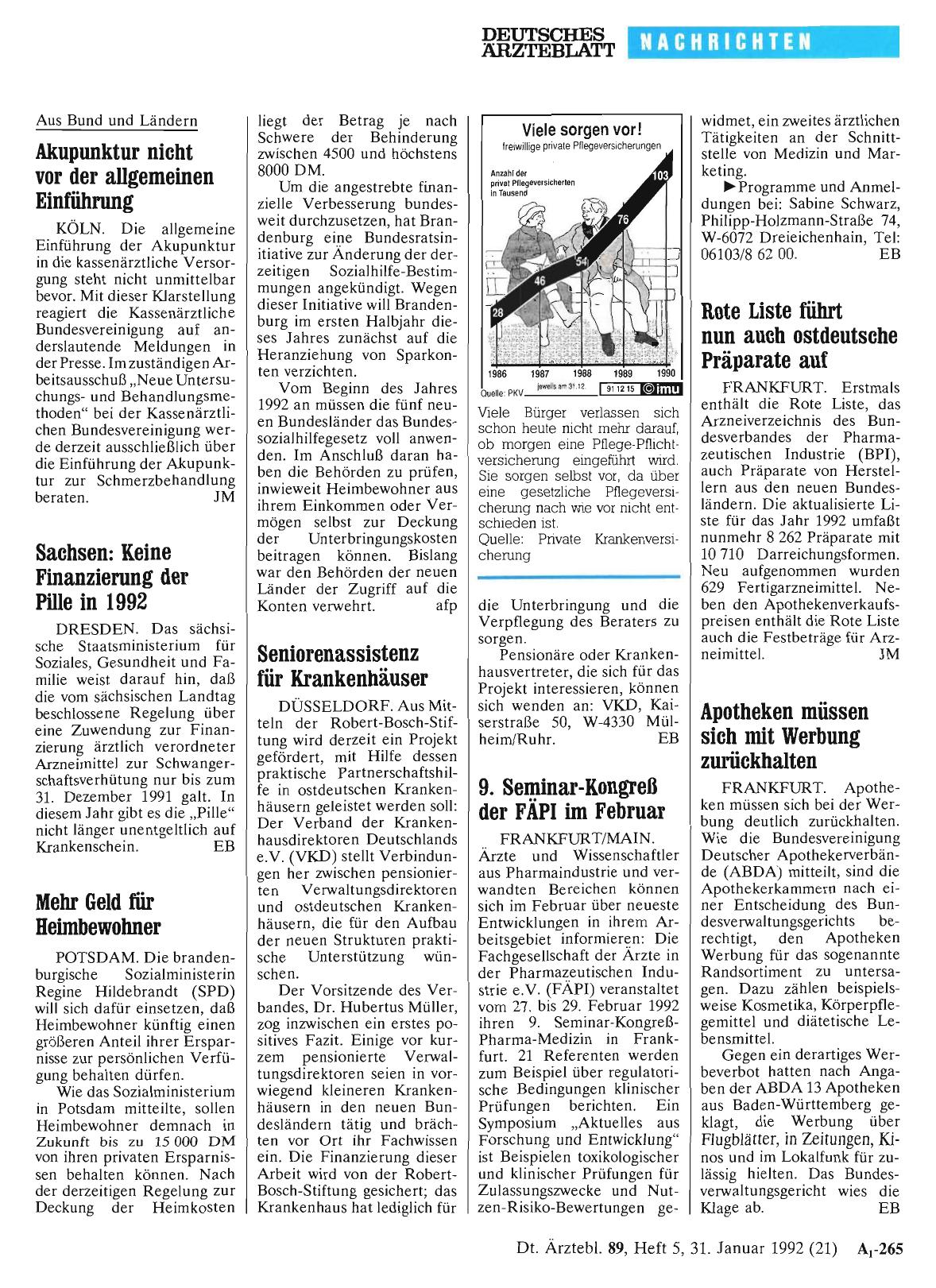 Vorschauseite 1: Sachsen: Keine Finanzierung der Pille in 1992