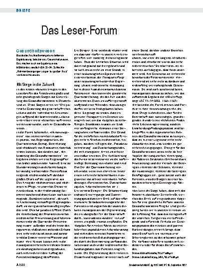Vorschauseite 1: Gesundheitswesen: Mit Sorge in die Zukunft