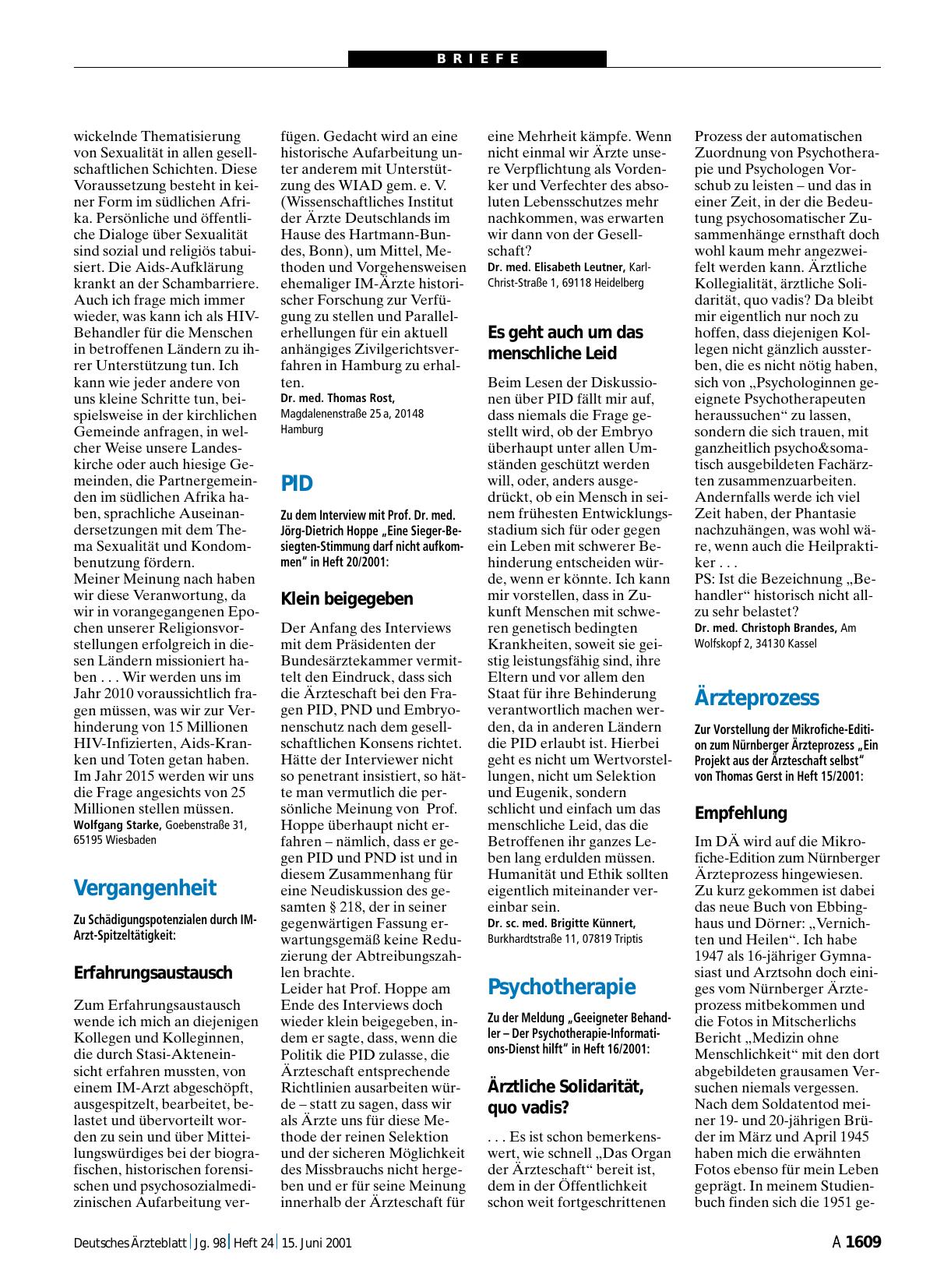 Vorschauseite 1: Ärzteprozess: Empfehlung