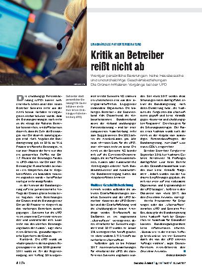 Vorschauseite 1: Unabhängige Patientenberatung: Kritik an Betreiber reißt nicht ab