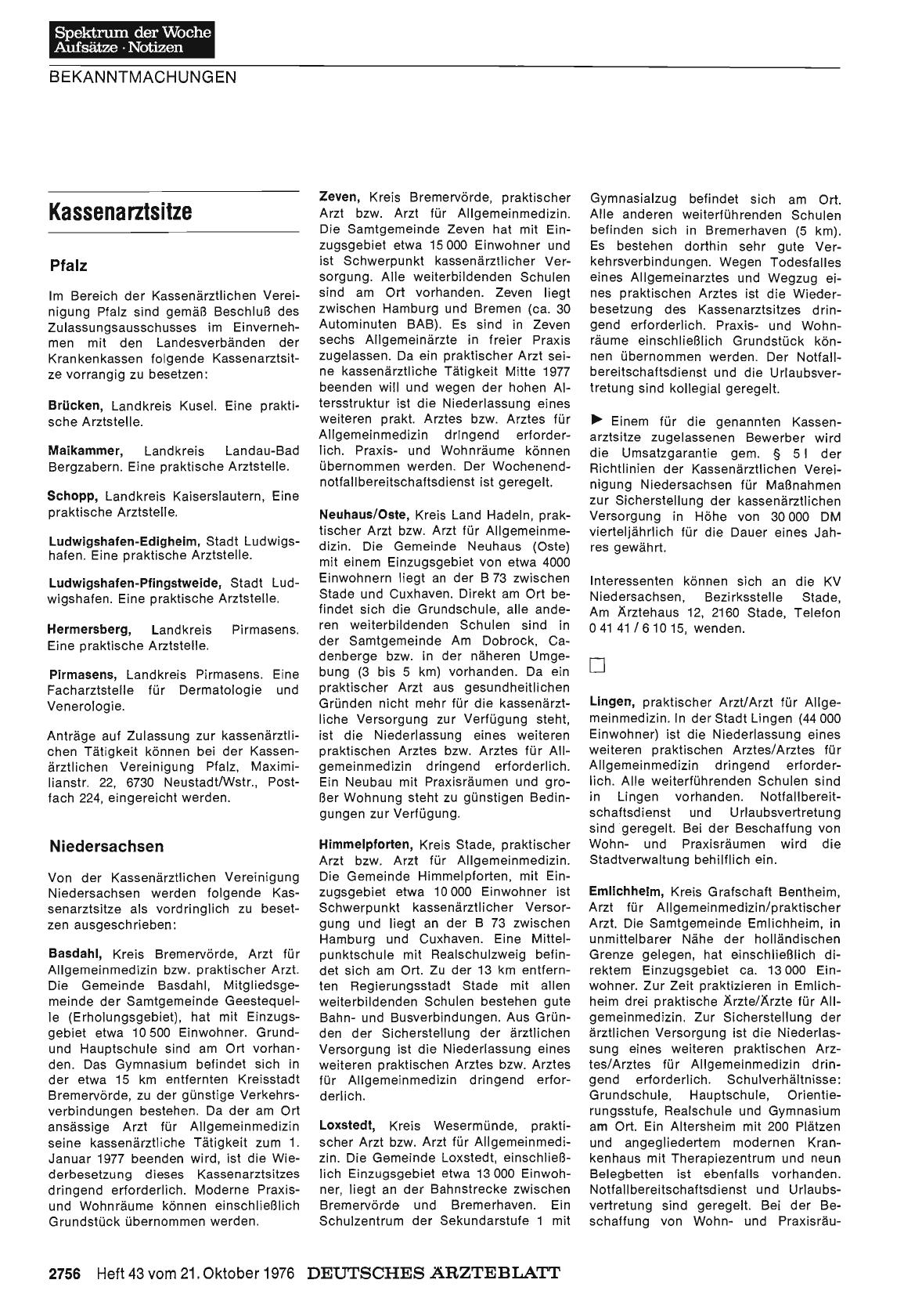 Vorschauseite 1: Kassenarztsitze
