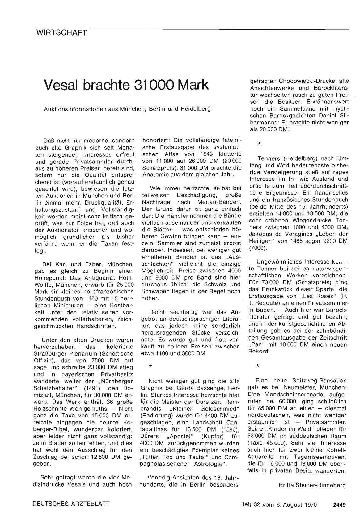 Vorschauseite 1: Vesal brachte 31000 Mark